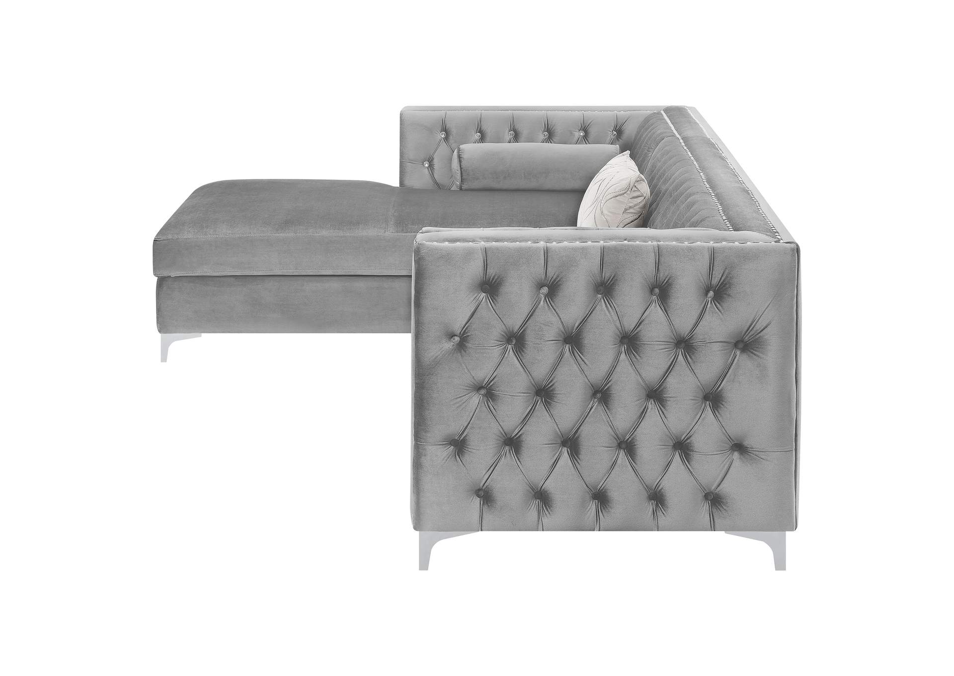 Bellaire Button-tufted Upholstered Sectional Silver,Coaster Furniture