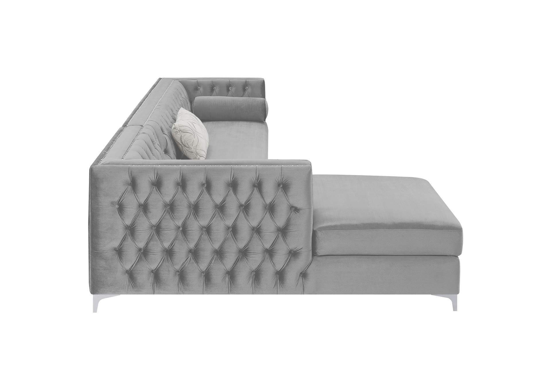 Bellaire Button-tufted Upholstered Sectional Silver,Coaster Furniture