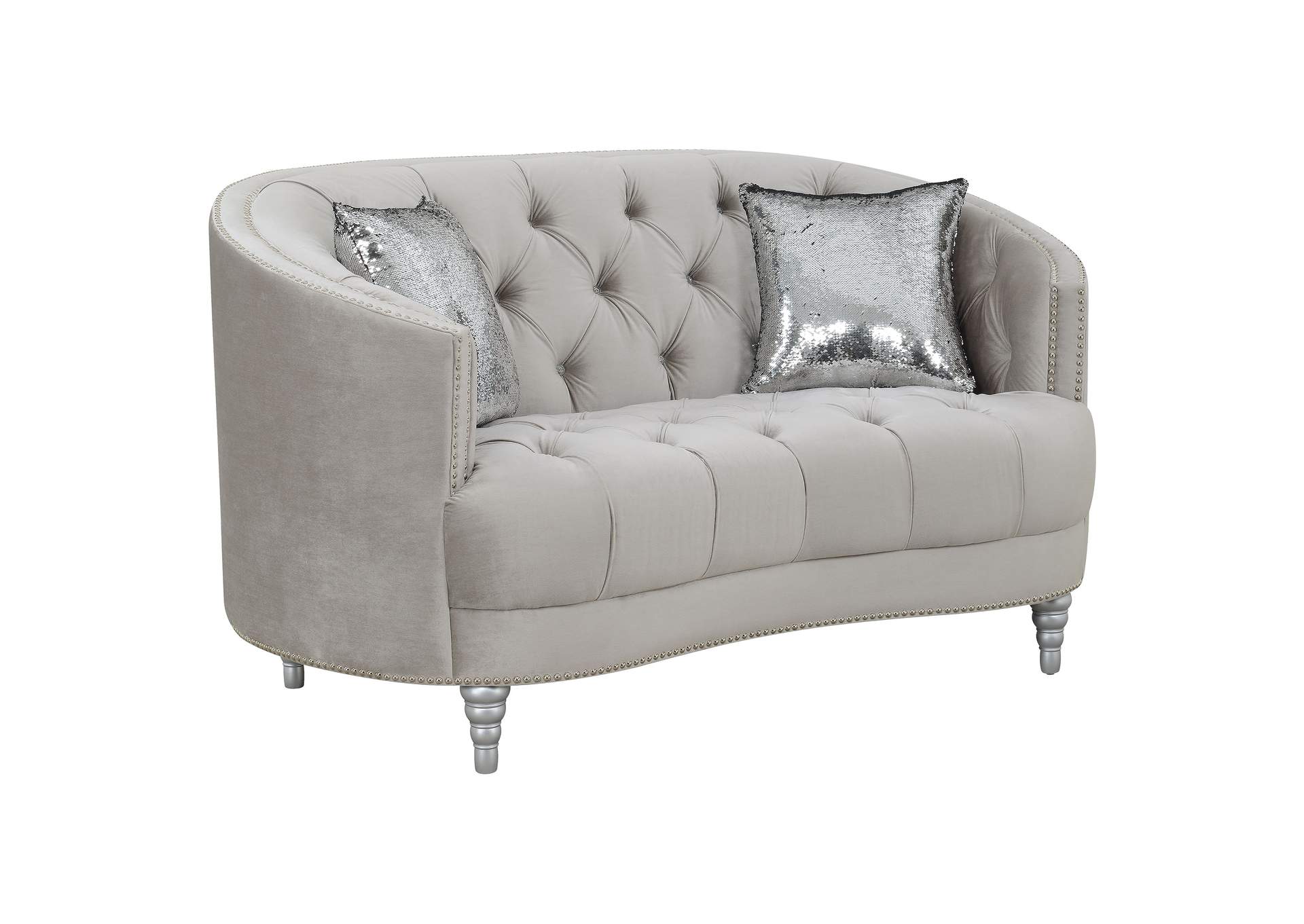 Avonlea Sloped Arm Tufted Loveseat Grey,Coaster Furniture