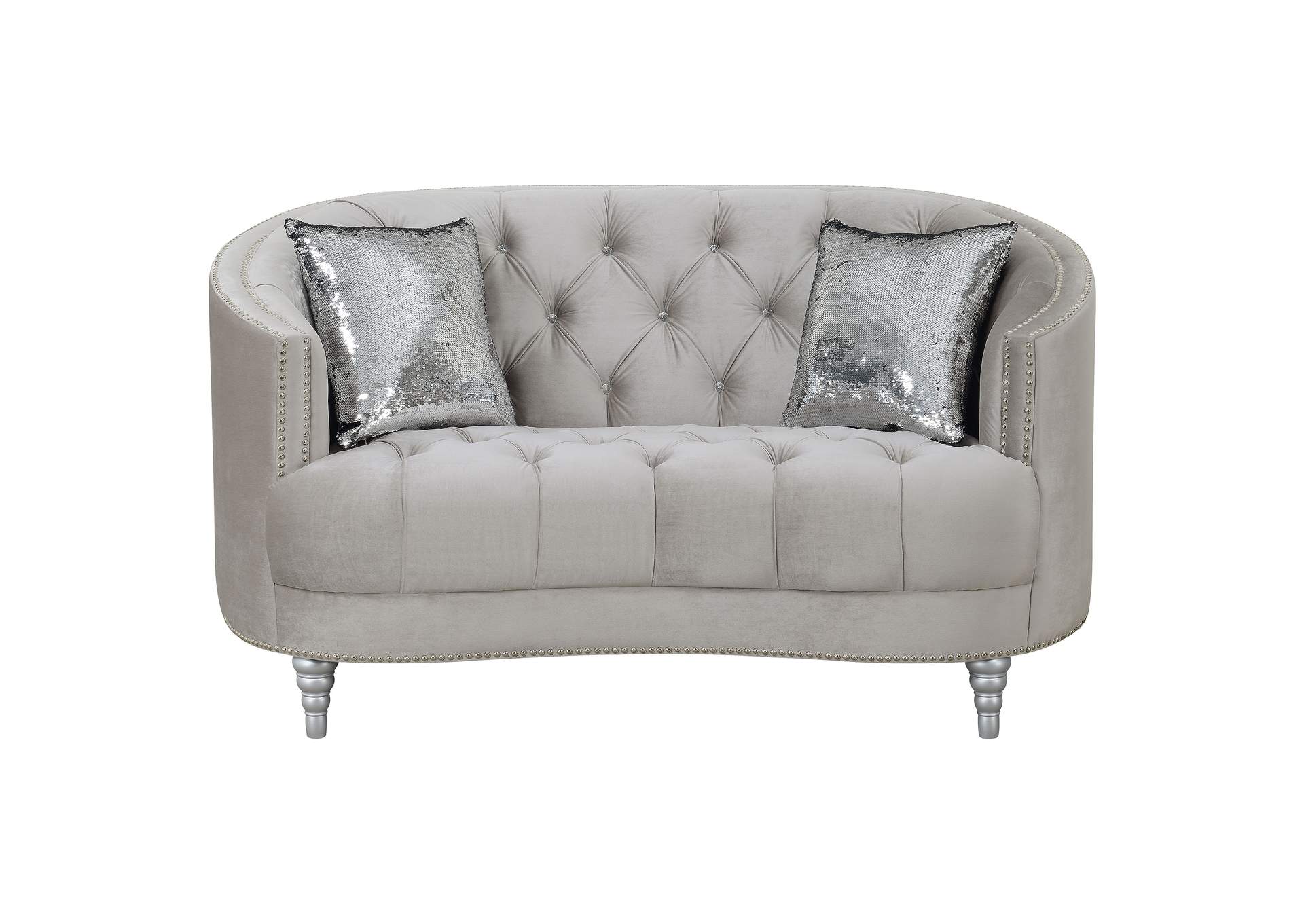 Avonlea Sloped Arm Tufted Loveseat Grey,Coaster Furniture