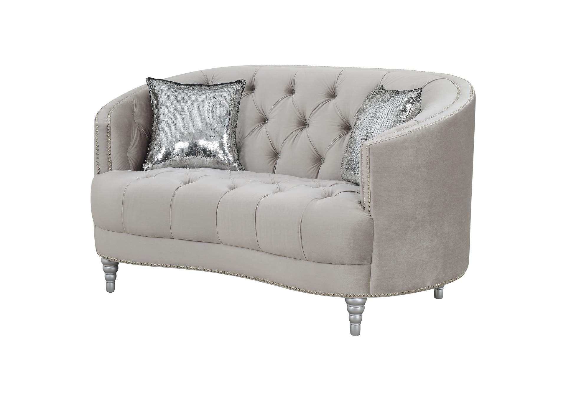 Avonlea Sloped Arm Tufted Loveseat Grey,Coaster Furniture