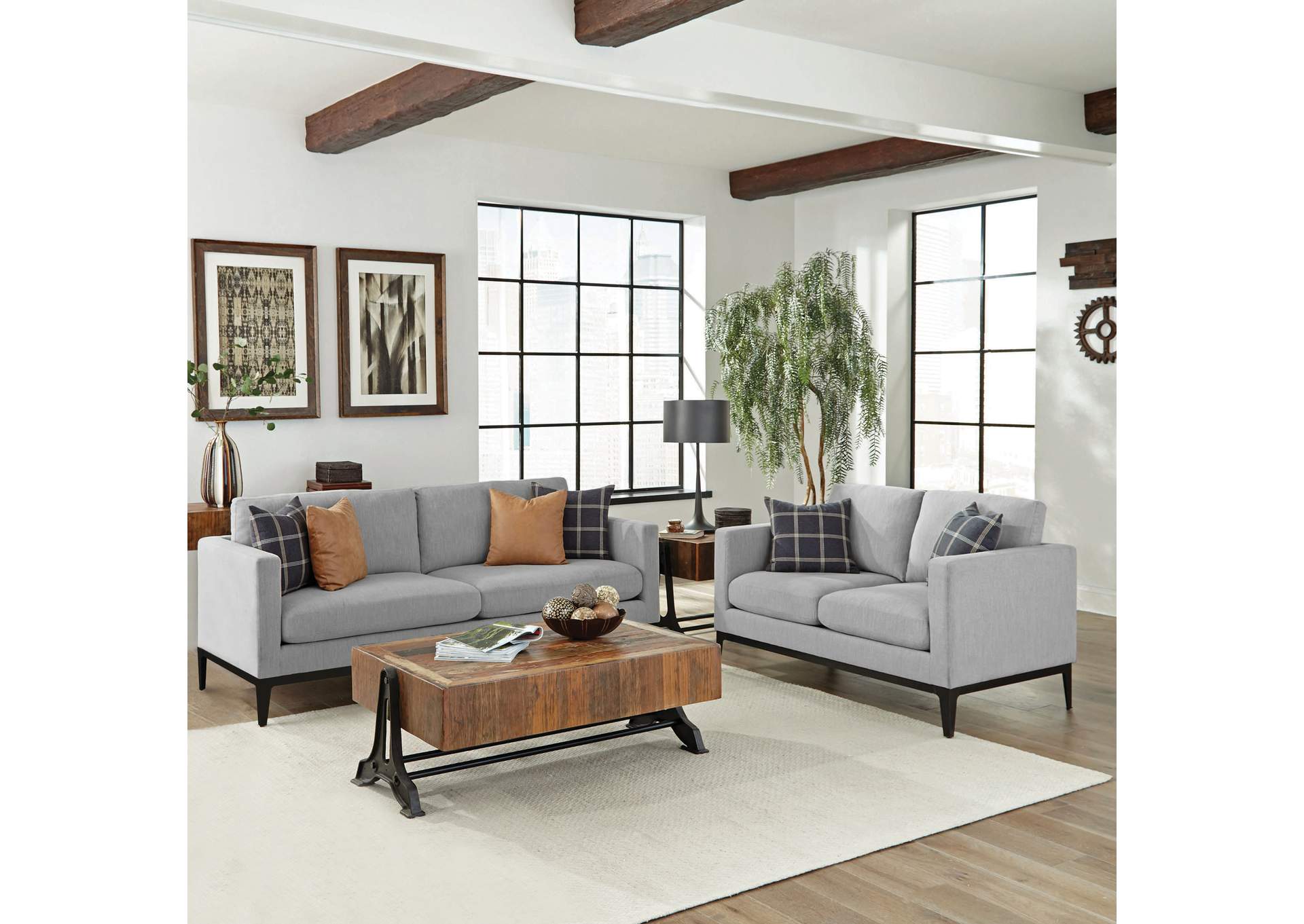 Apperson 2-piece Living Room Set Grey,Coaster Furniture