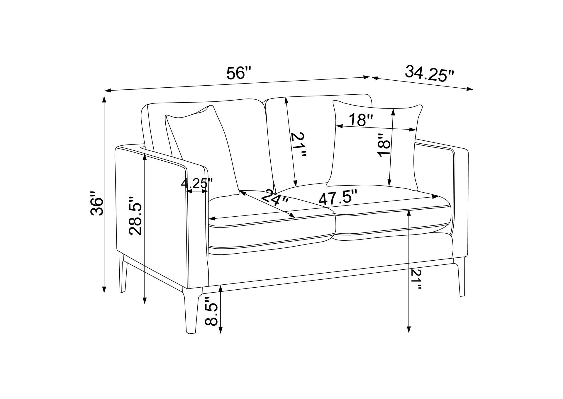 Apperson Cushioned Back Loveseat Light Grey,Coaster Furniture