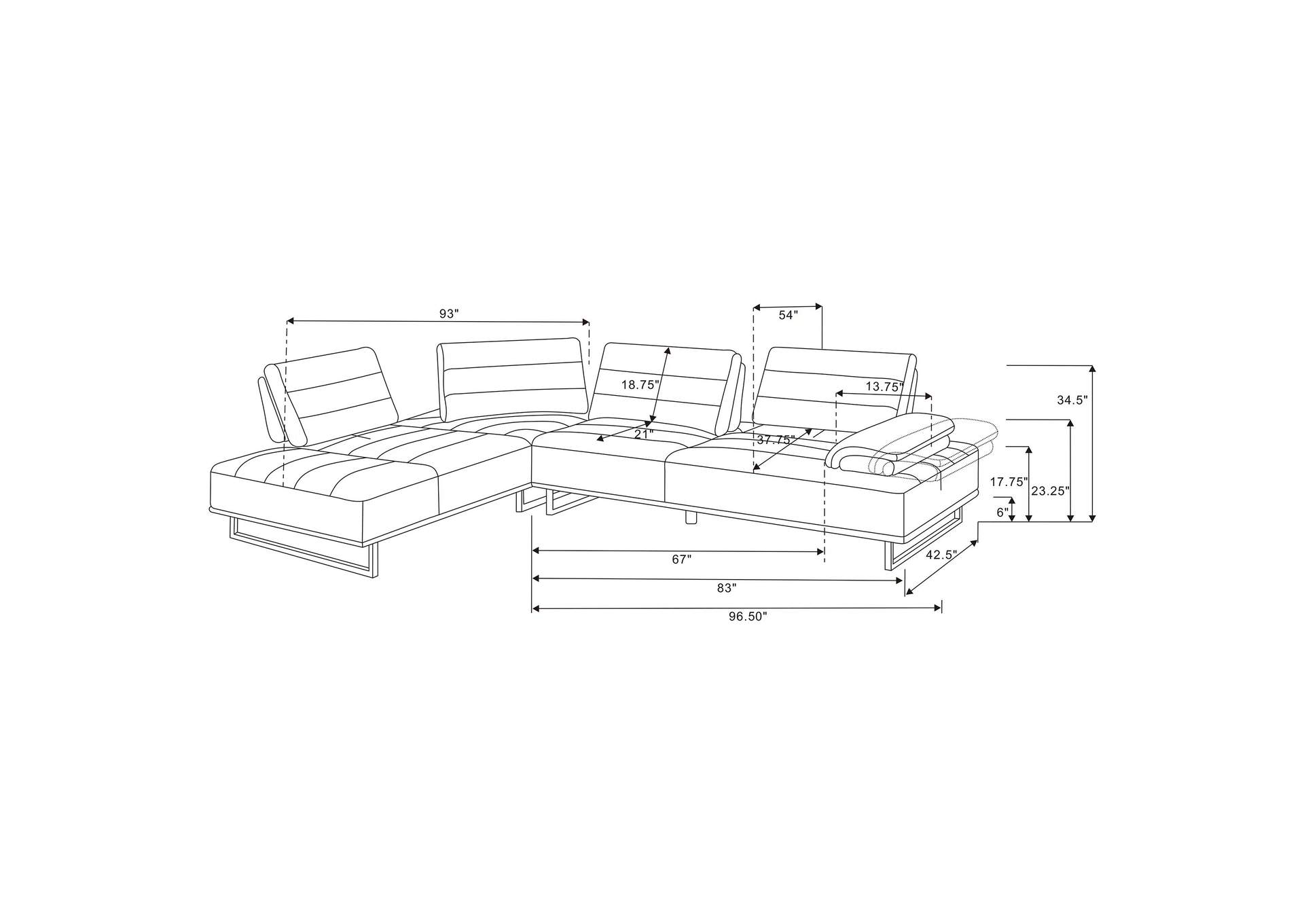 Arden 2-piece Adjustable Back Sectional Taupe,Coaster Furniture