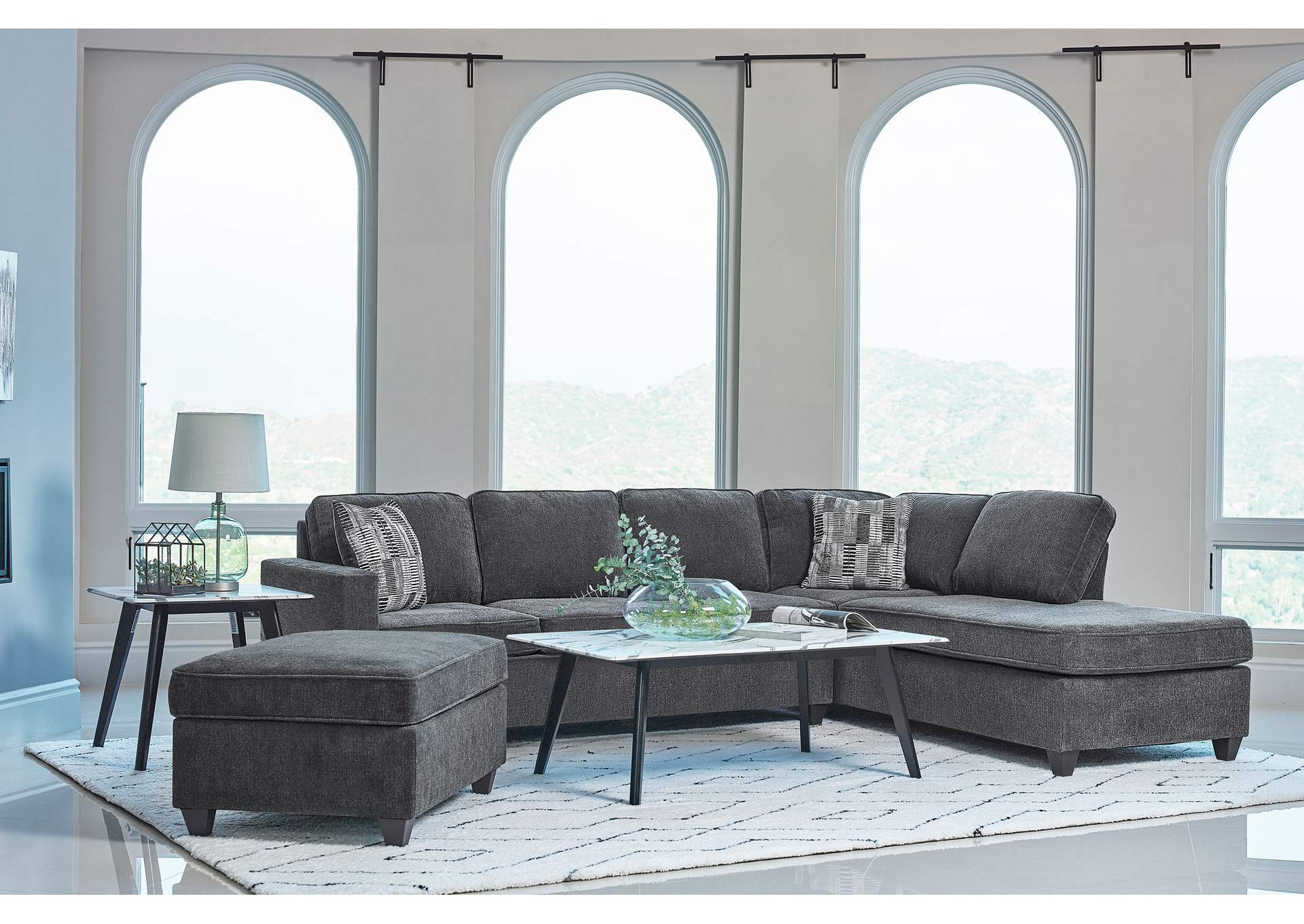 Mccord 2-piece Cushion Back Sectional Dark Grey,Coaster Furniture