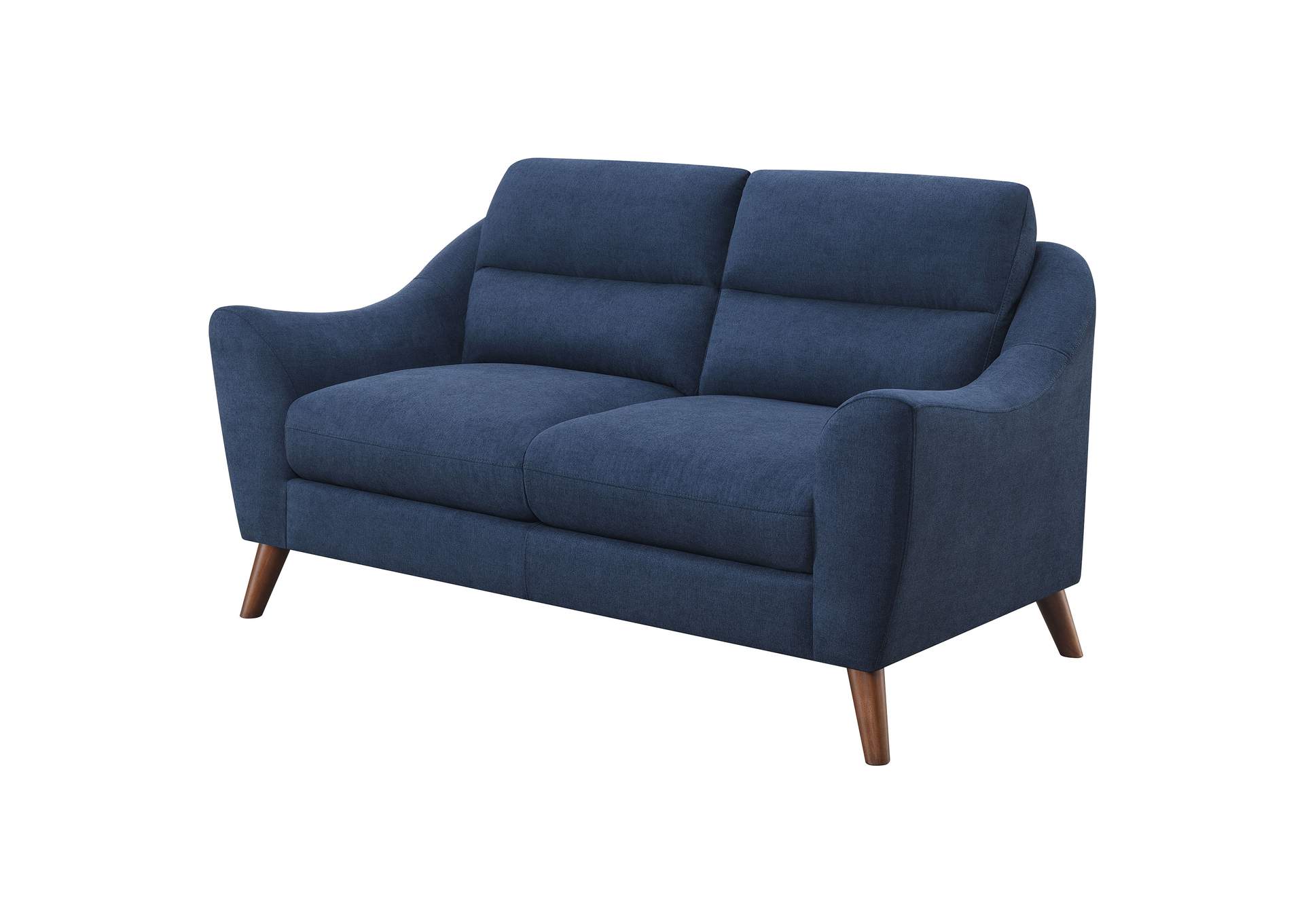 Gano Sloped Arm Upholstered Loveseat Navy Blue,Coaster Furniture