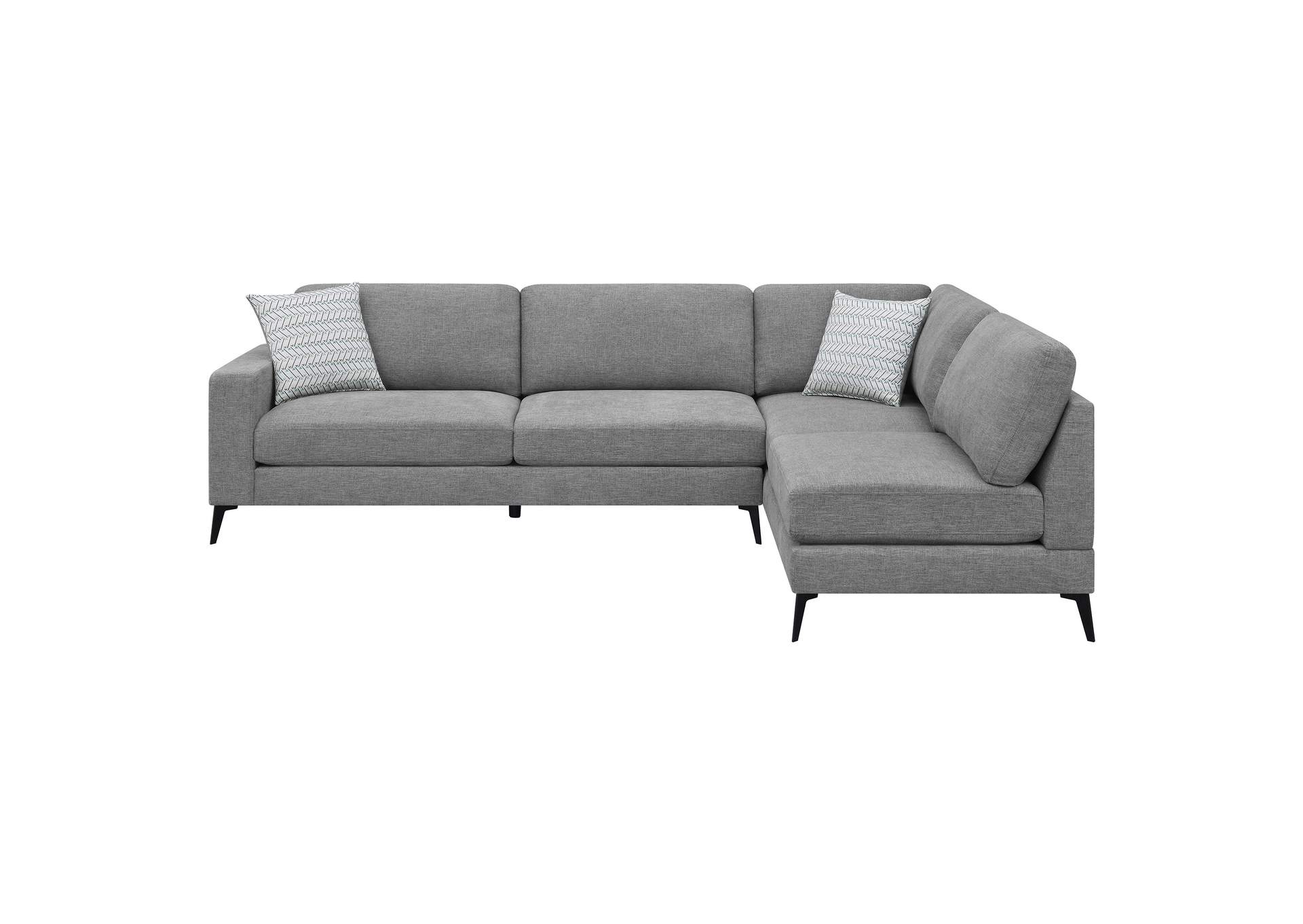 Clint Upholstered Sectional with Loose Back Grey,Coaster Furniture