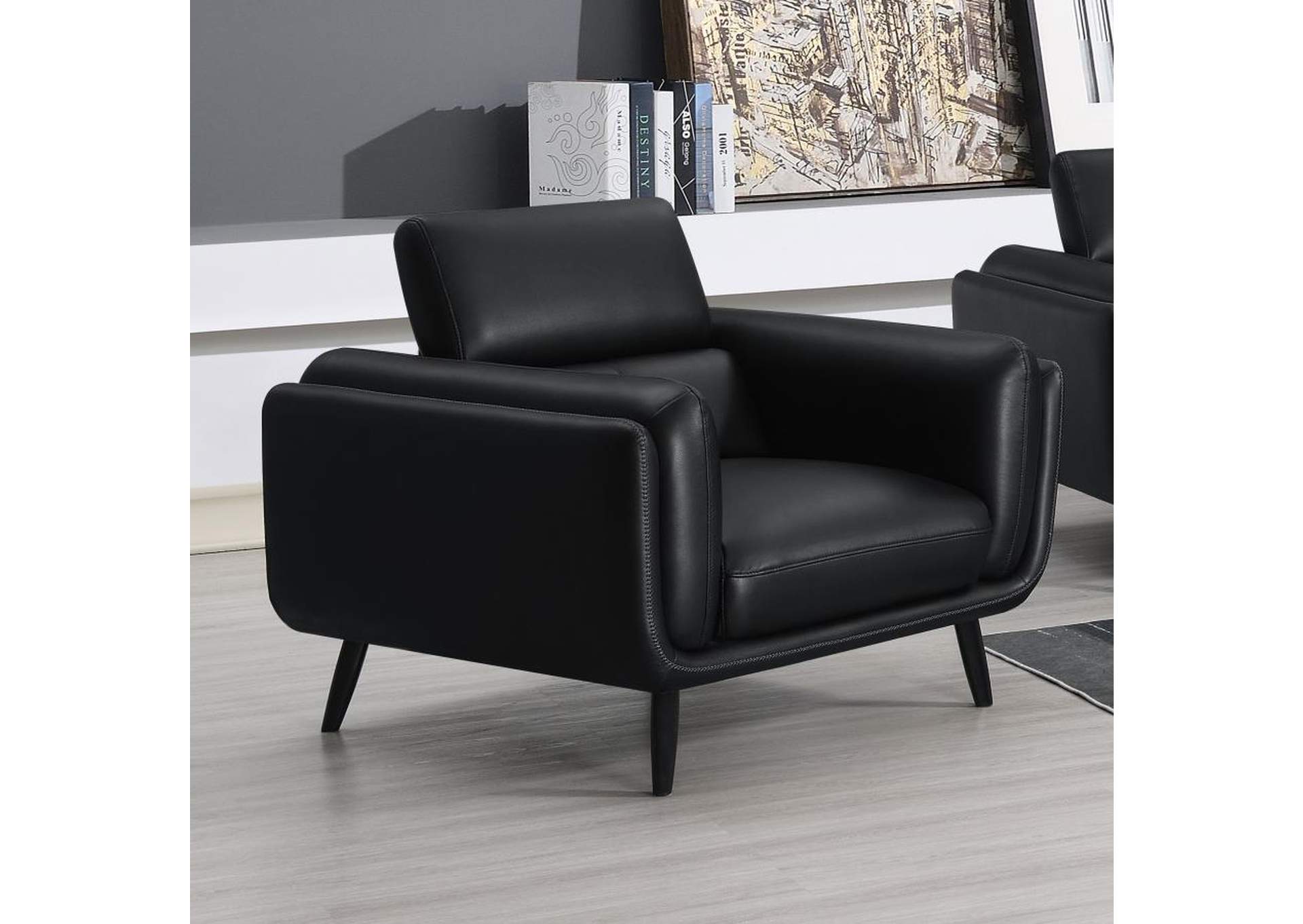 Shania Track Arms Chair with Tapered Legs Black,Coaster Furniture