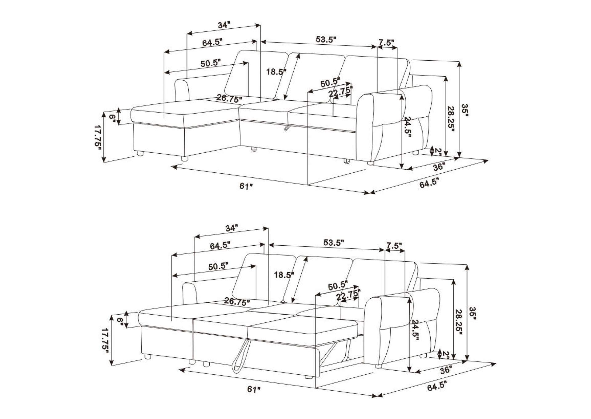 SLEEPER SECTIONAL,Coaster Furniture