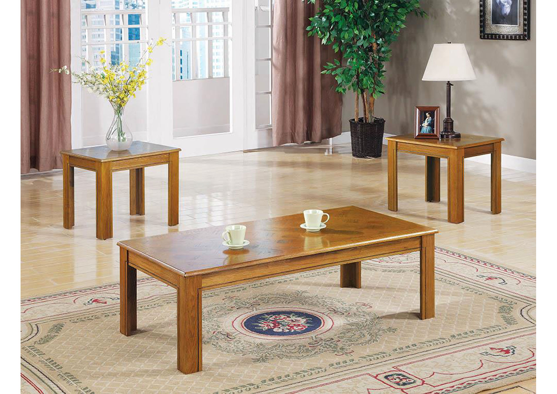 Veneer Parquet 3pc Table Set,ABF Coaster Furniture