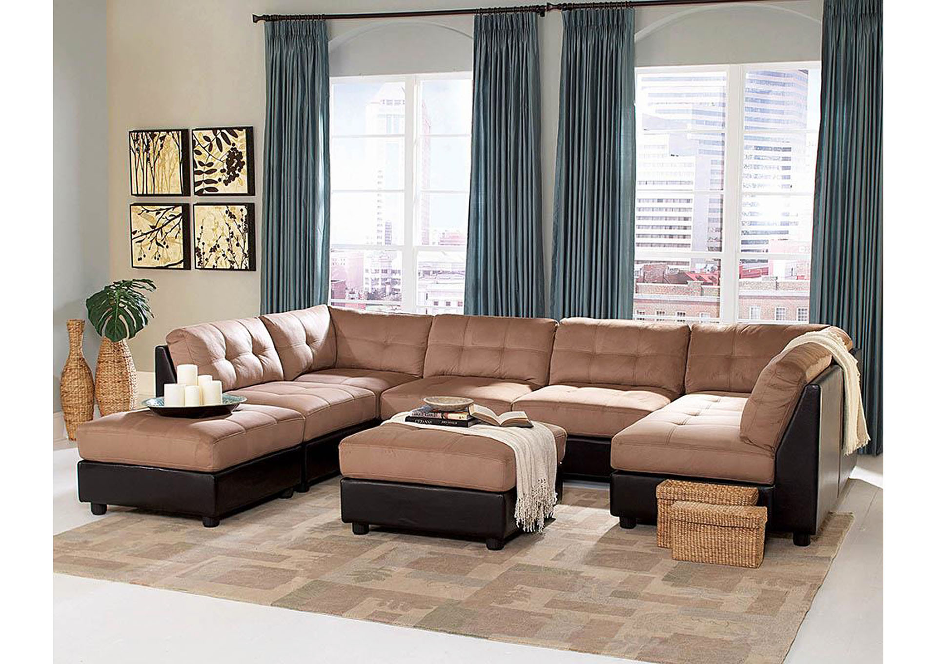 Claude Brown Light Microfiber Ottoman,ABF Coaster Furniture
