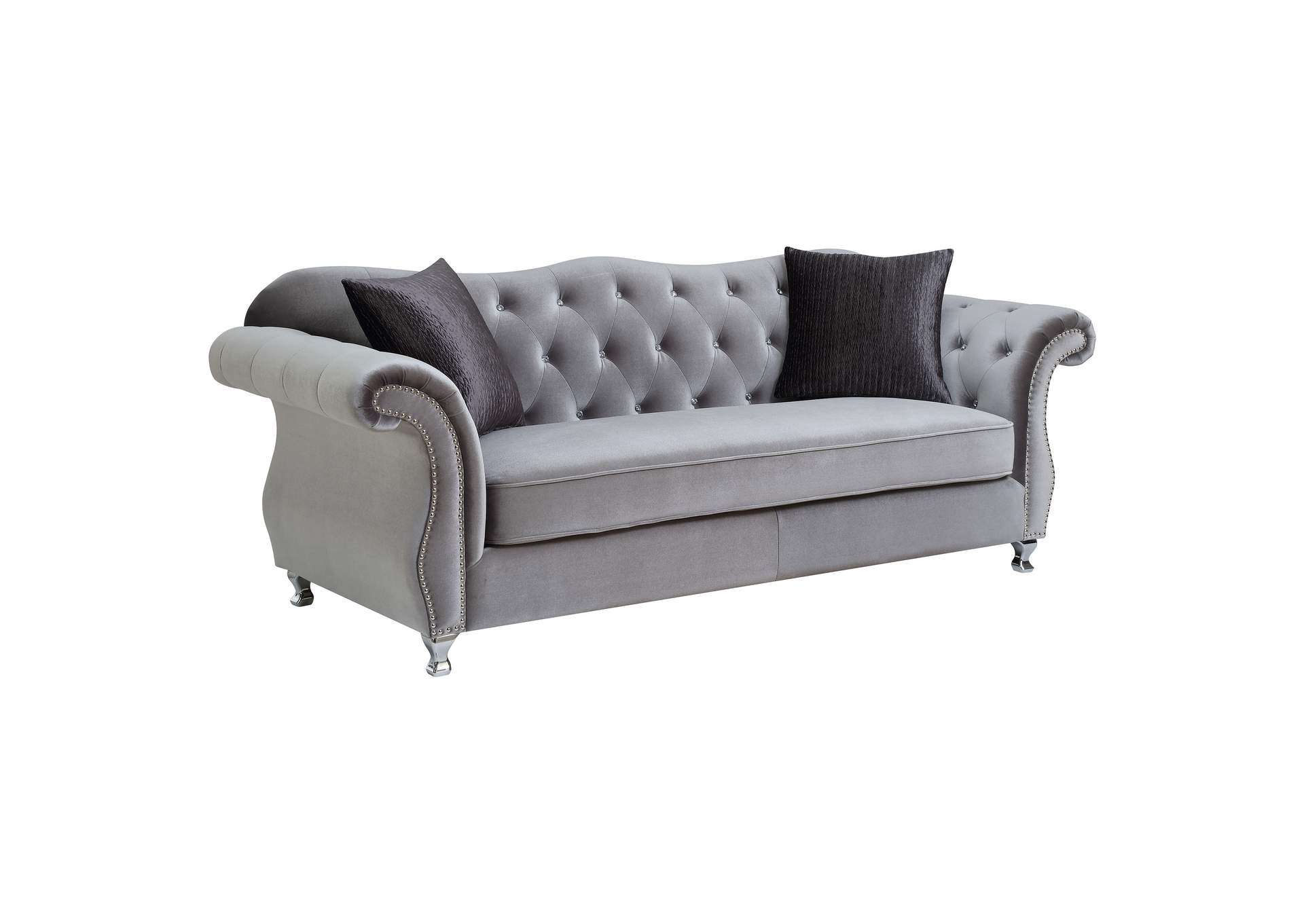 Frostine Upholstered Tufted Living Room Set Silver,Coaster Furniture