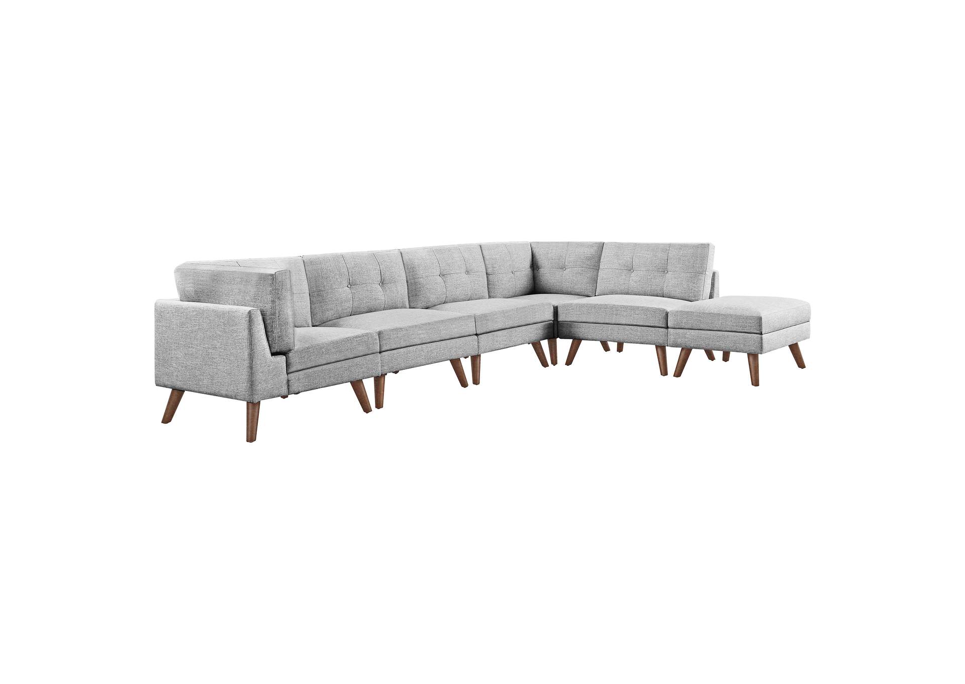 Churchill 6-piece Upholstered Modular Tufted Sectional Grey and Walnut,Coaster Furniture