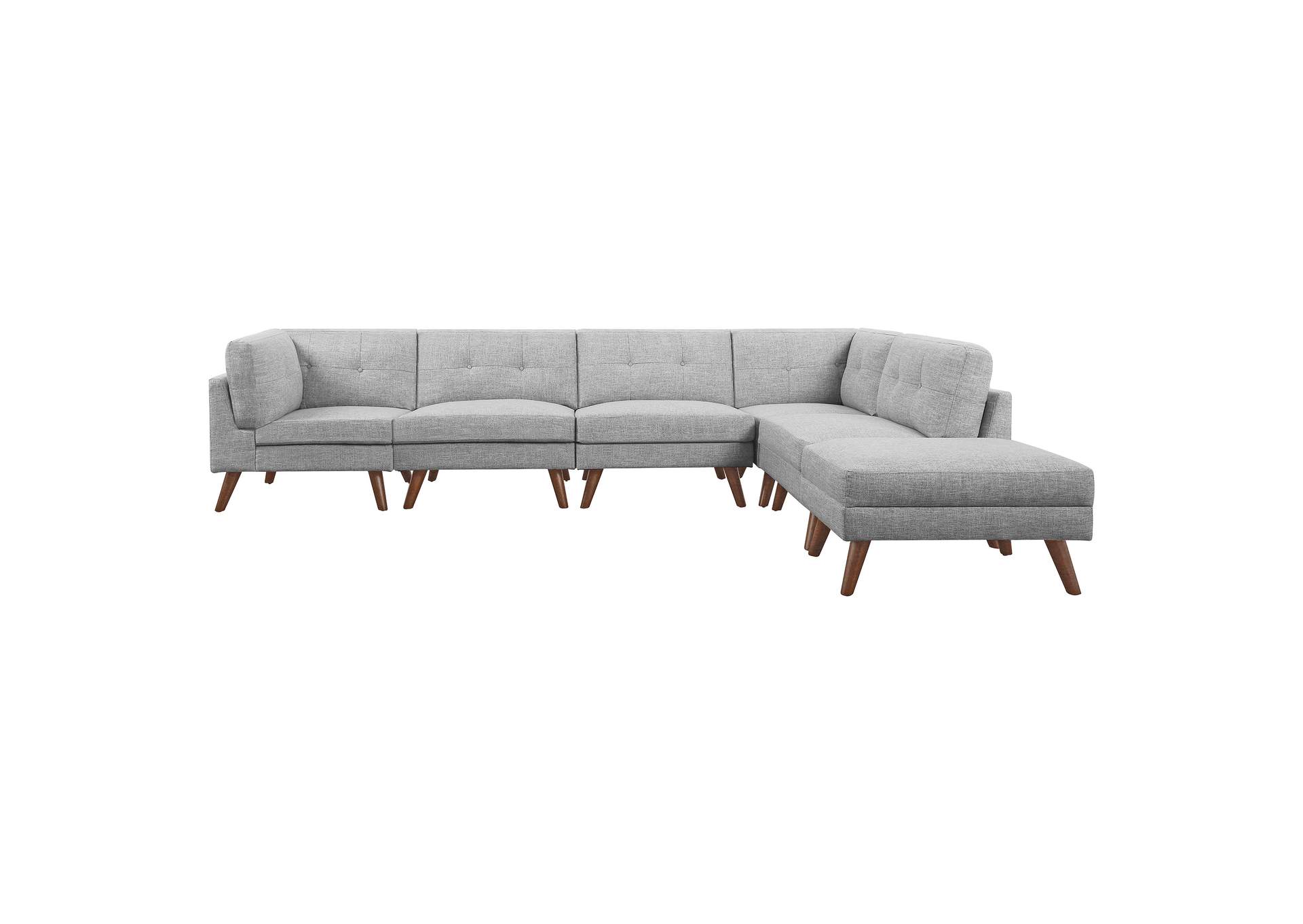 Churchill 6-piece Upholstered Modular Tufted Sectional Grey and Walnut,Coaster Furniture