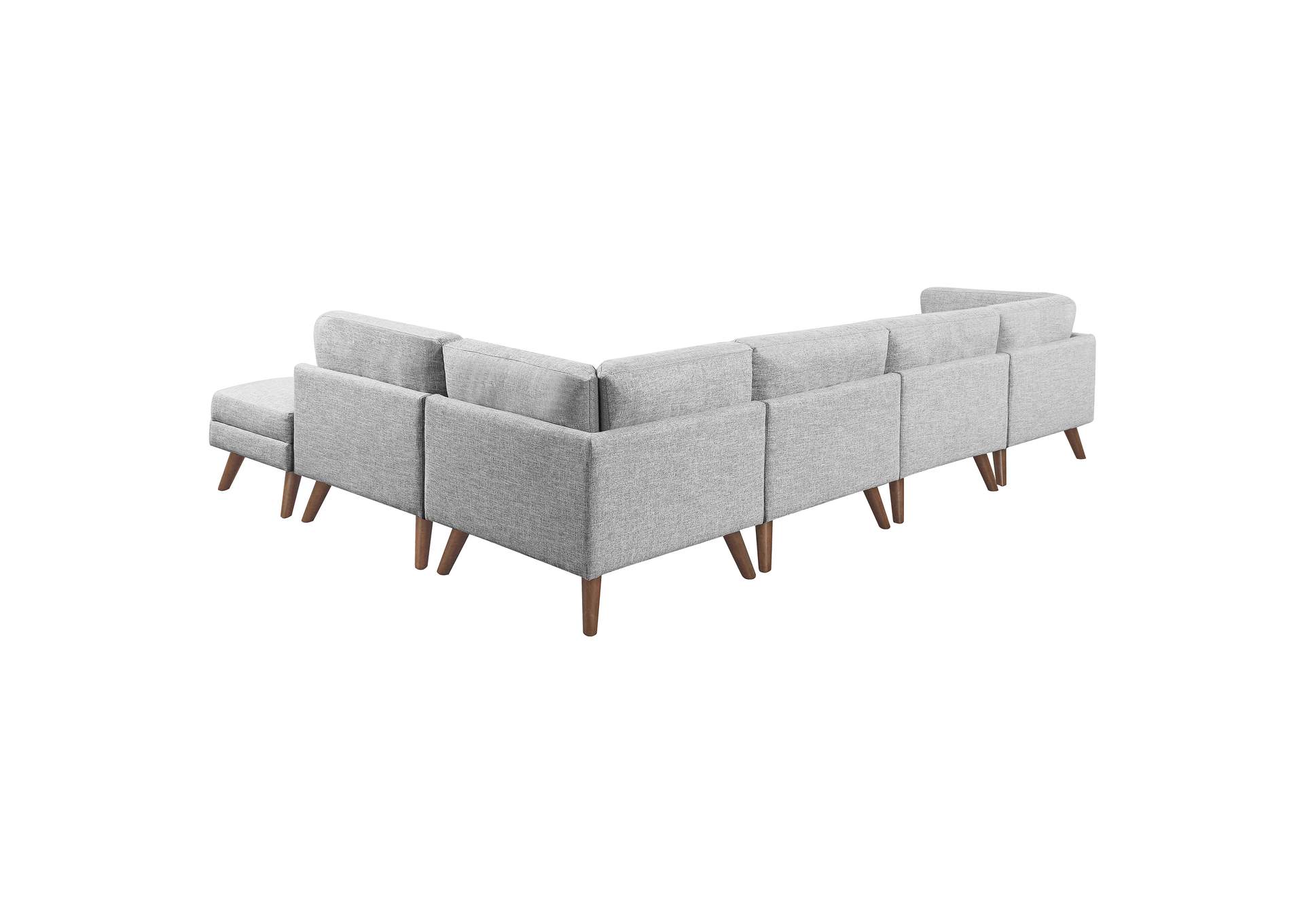 Churchill 6-piece Upholstered Modular Tufted Sectional Grey and Walnut,Coaster Furniture