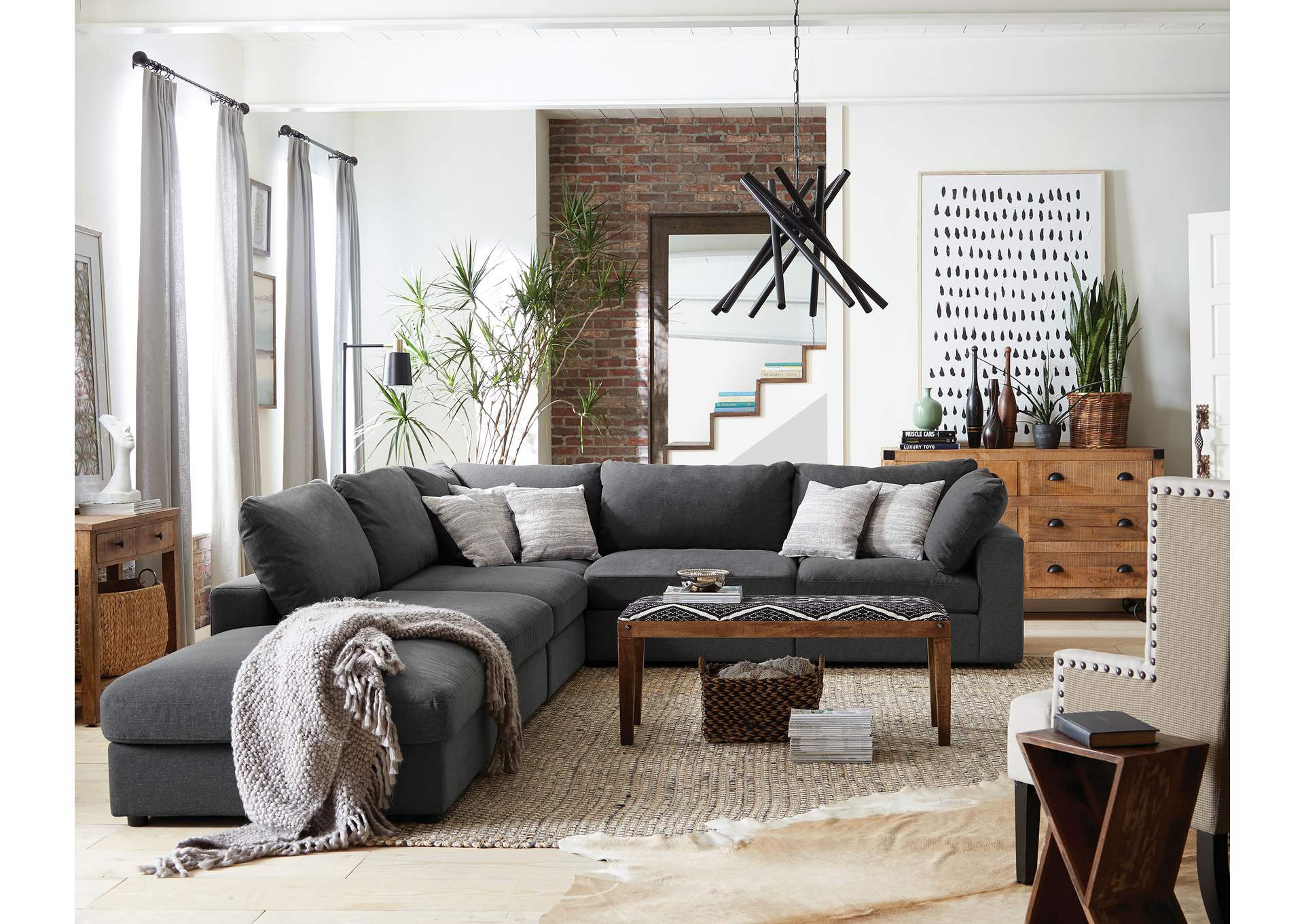 Serene 4-piece Upholstered Modular Sectional Charcoal,Coaster Furniture