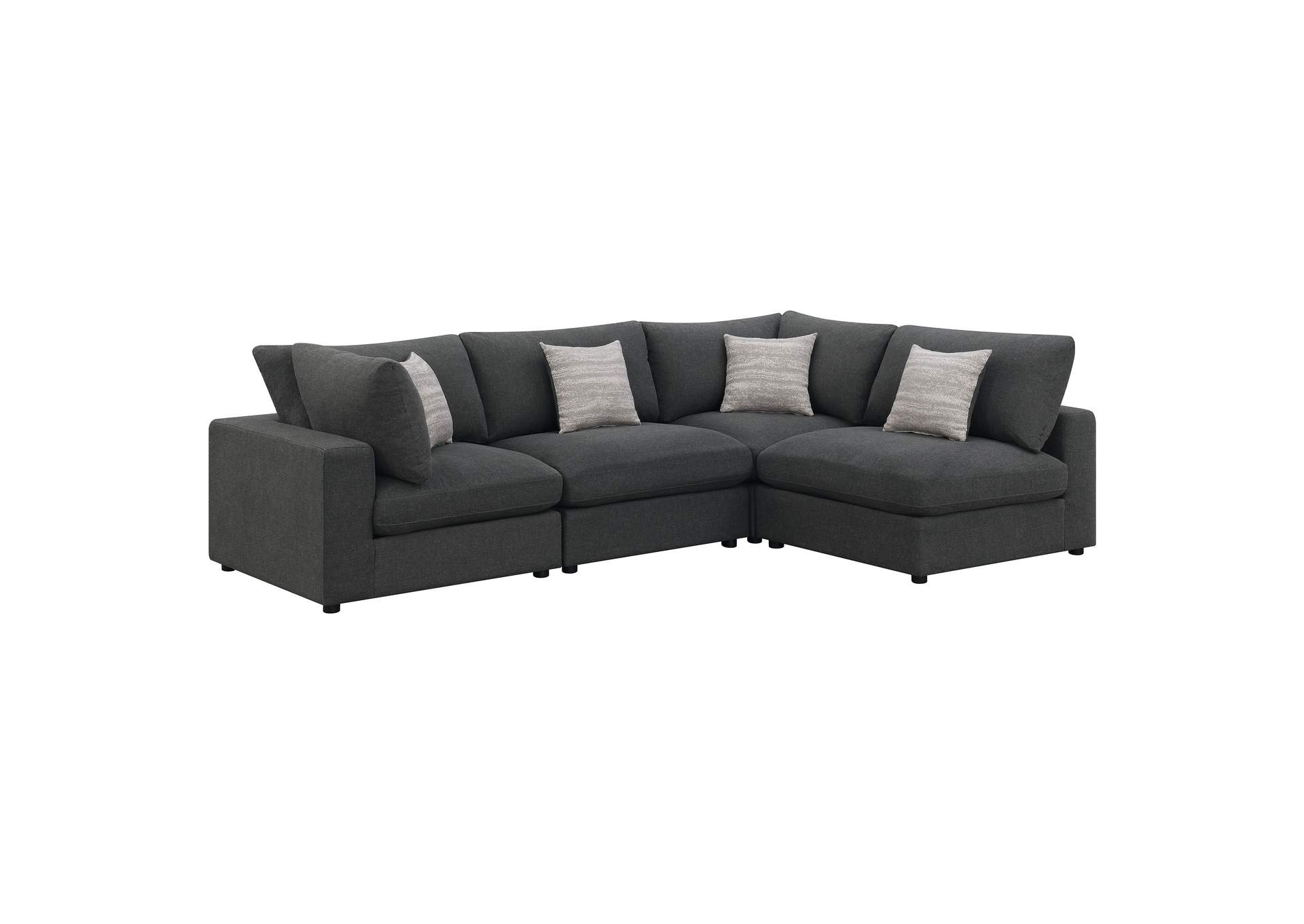 Serene 4-piece Upholstered Modular Sectional Charcoal,Coaster Furniture