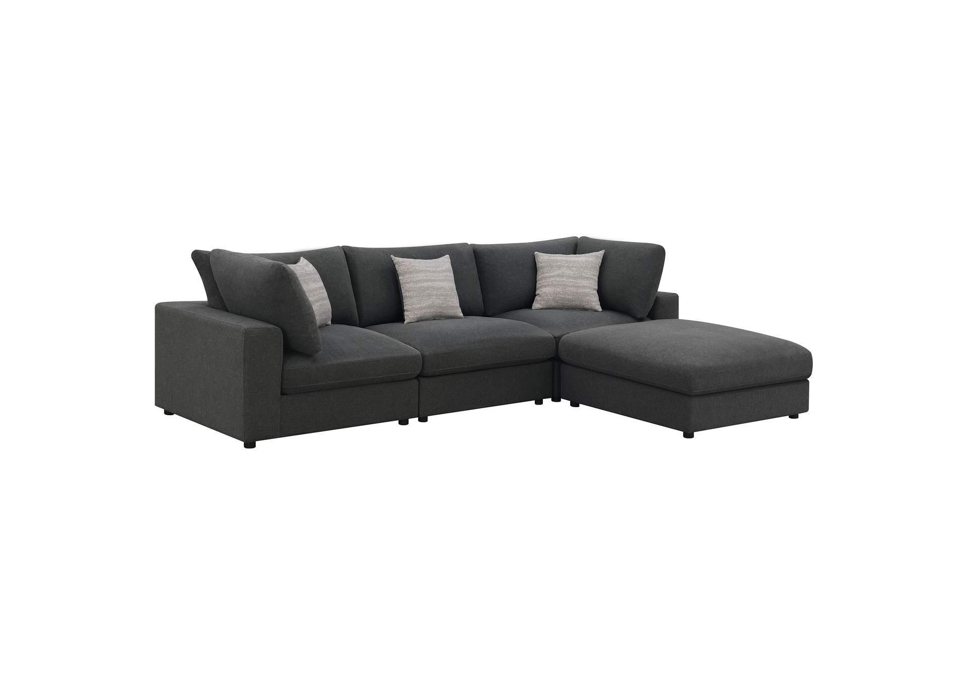 Serene 4-piece Upholstered Modular Sectional Charcoal,Coaster Furniture