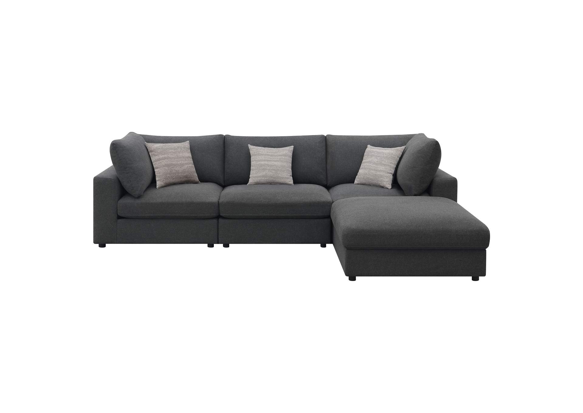 Serene 4-piece Upholstered Modular Sectional Charcoal,Coaster Furniture