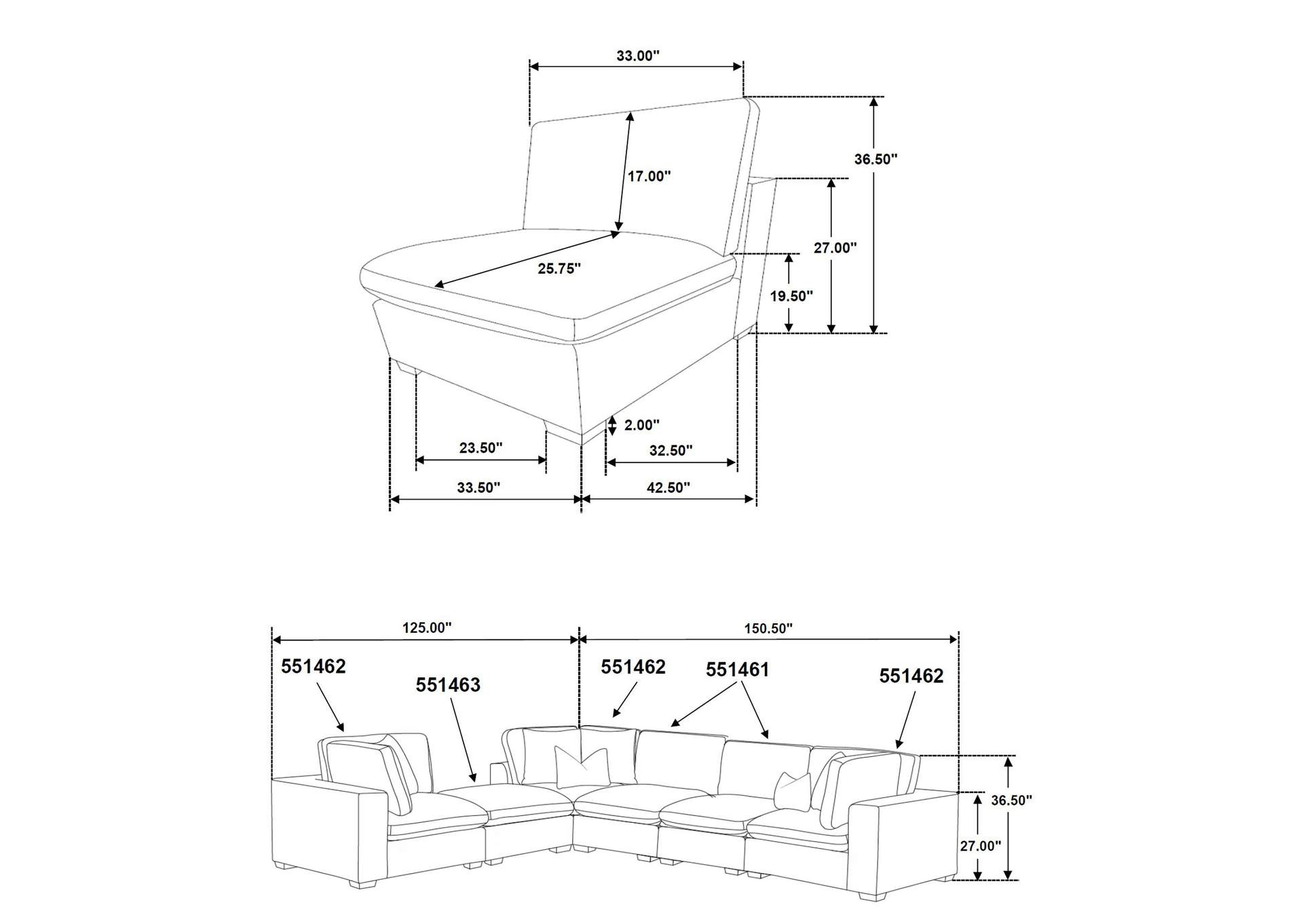 MODULAR SECTIONAL 6 PC SET,Coaster Furniture