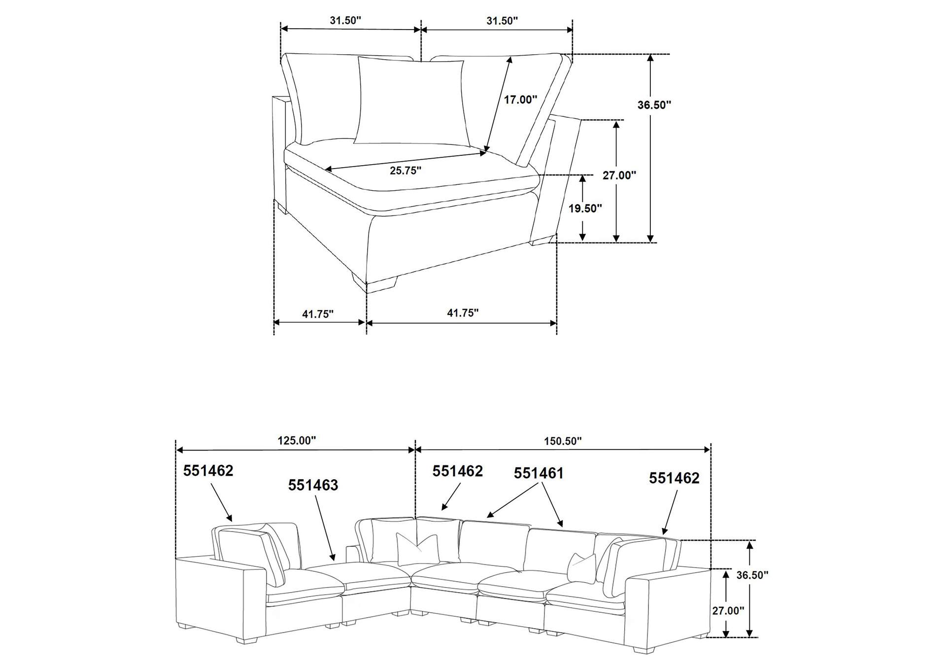 MODULAR SECTIONAL 6 PC SET,Coaster Furniture