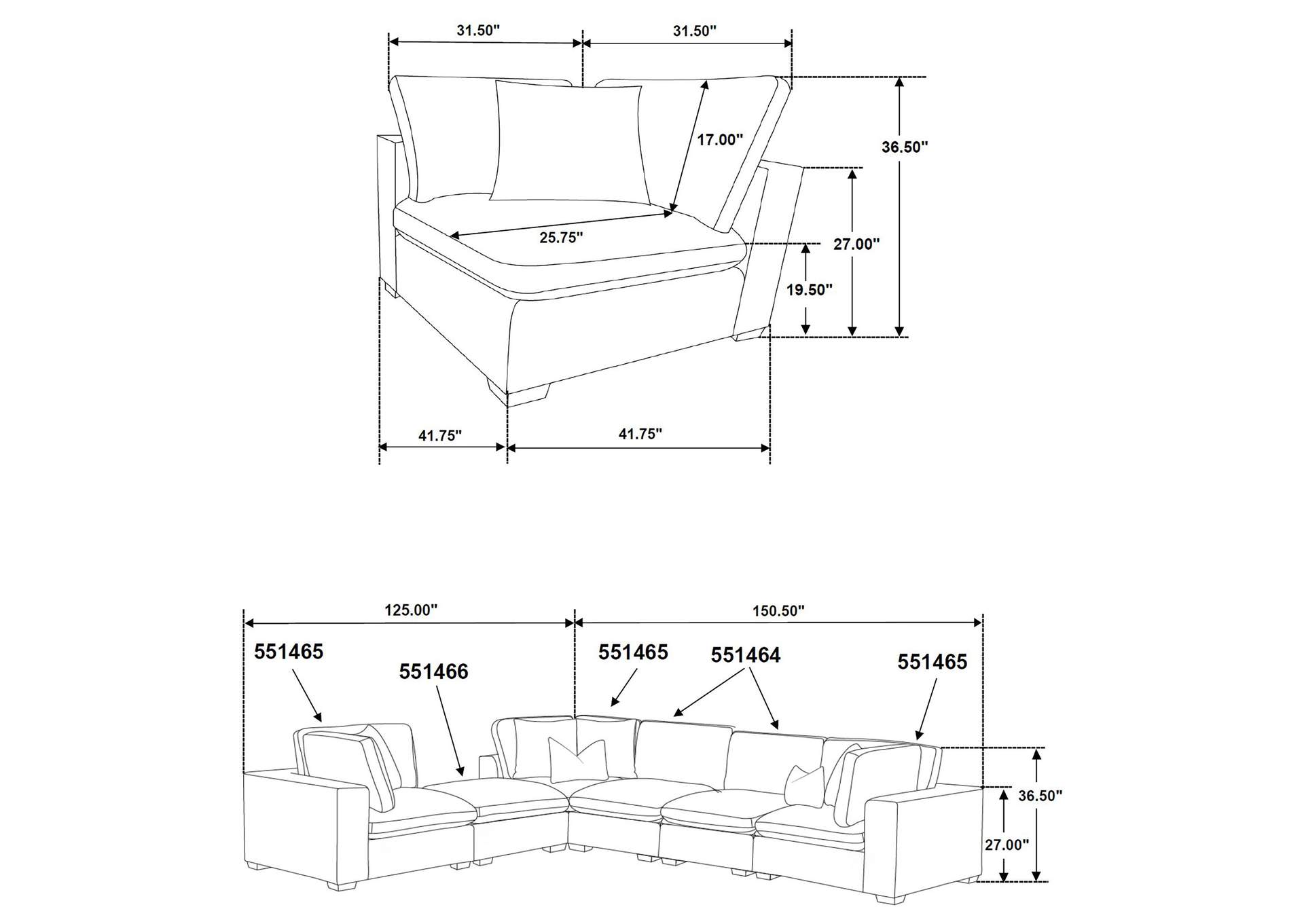 MODULAR SECTIONAL 6 PC SET,Coaster Furniture