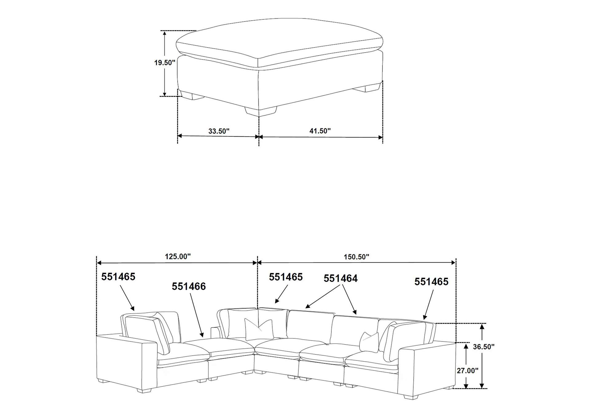 MODULAR SECTIONAL 6 PC SET,Coaster Furniture