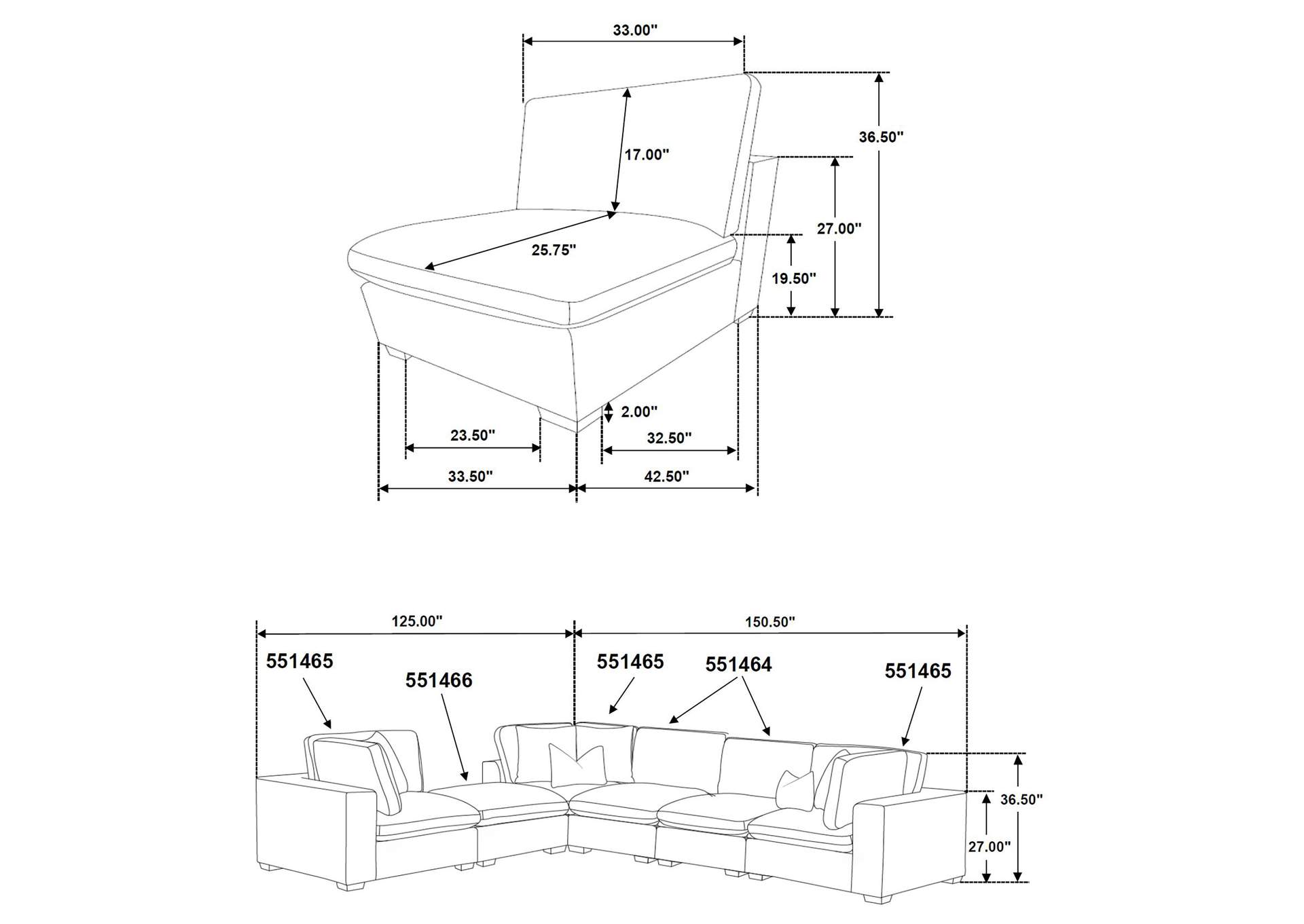 MODULAR SECTIONAL 6 PC SET,Coaster Furniture