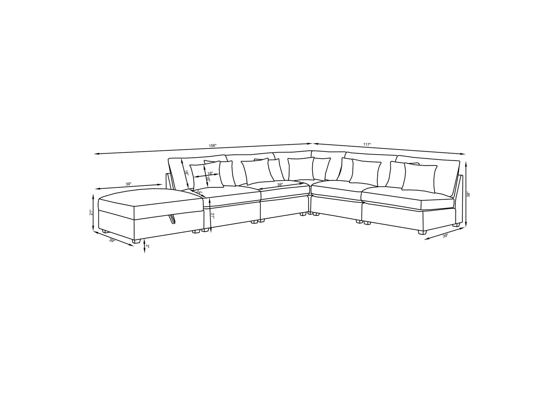 5 PC SET (2AC+2CORNER+OTTOMAN),Coaster Furniture