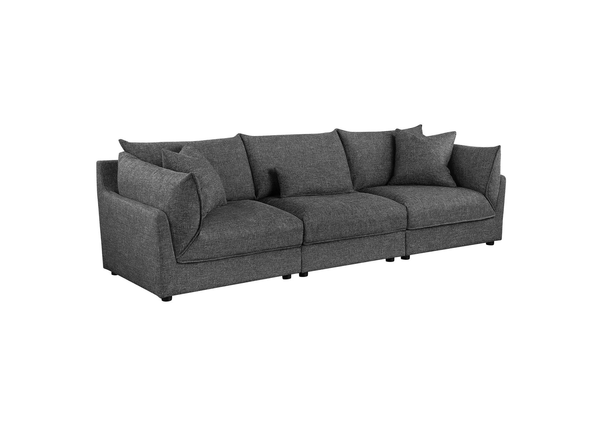 Sasha 3-Piece Upholstered Sofa Barely Black,Coaster Furniture