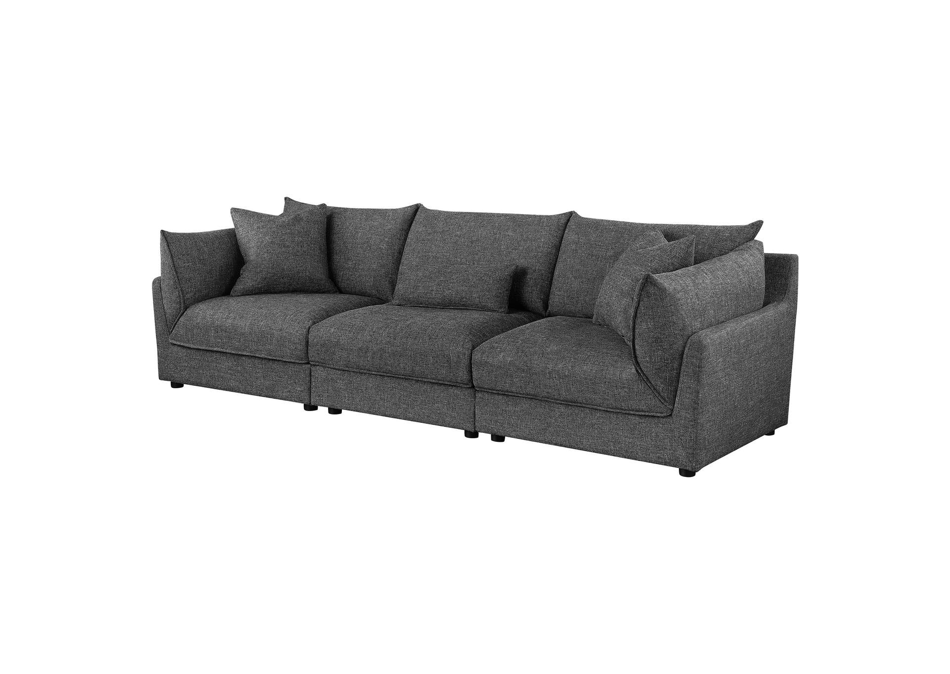 Sasha 3-Piece Upholstered Sofa Barely Black,Coaster Furniture