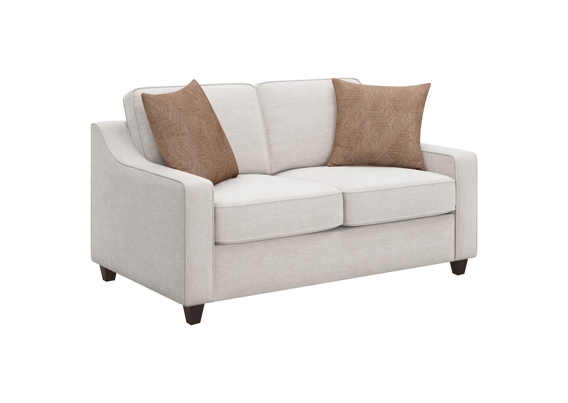 Christine Upholstered Cushion Back Loveseat Beige,Coaster Furniture