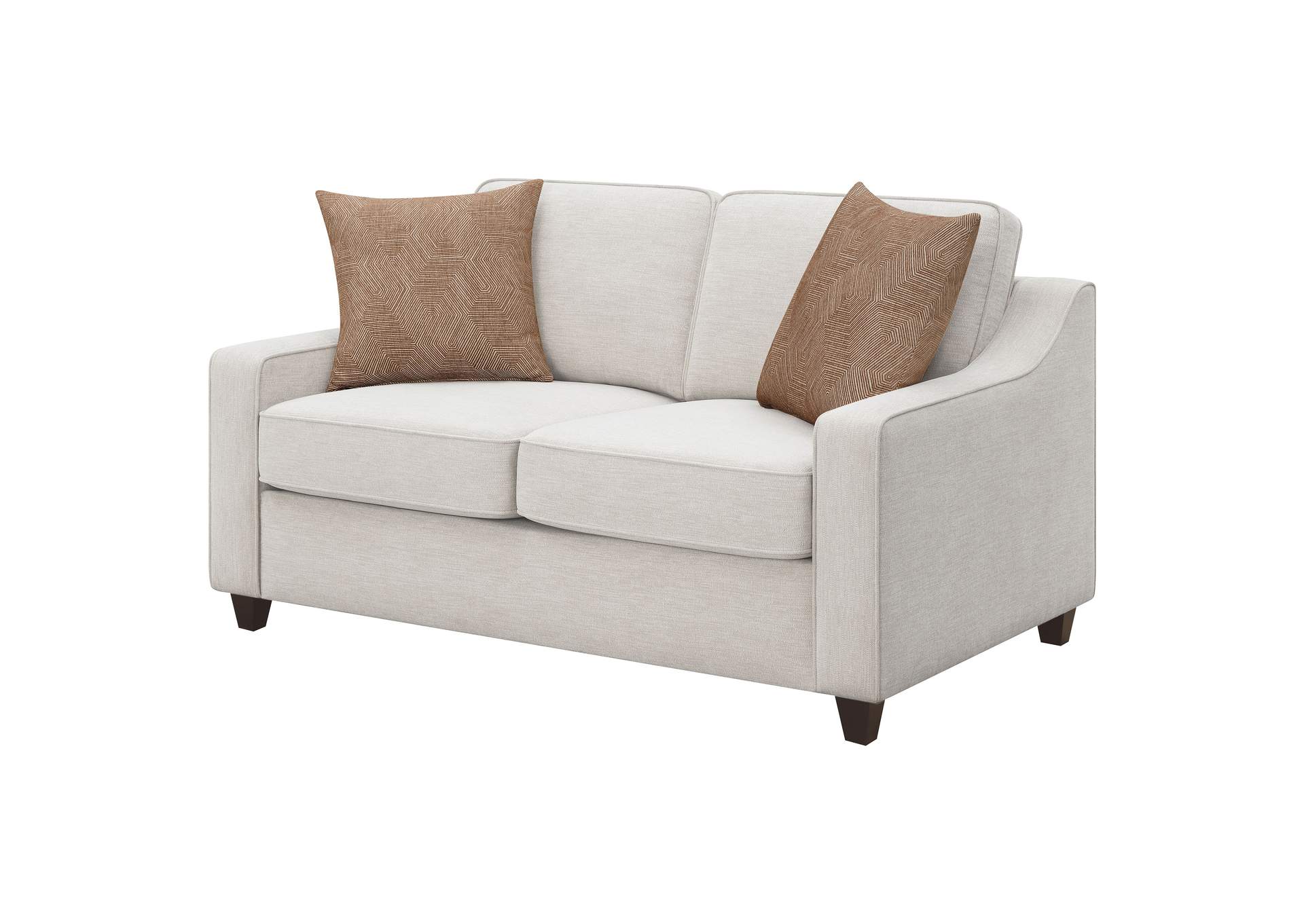 Christine Upholstered Cushion Back Loveseat Beige,Coaster Furniture