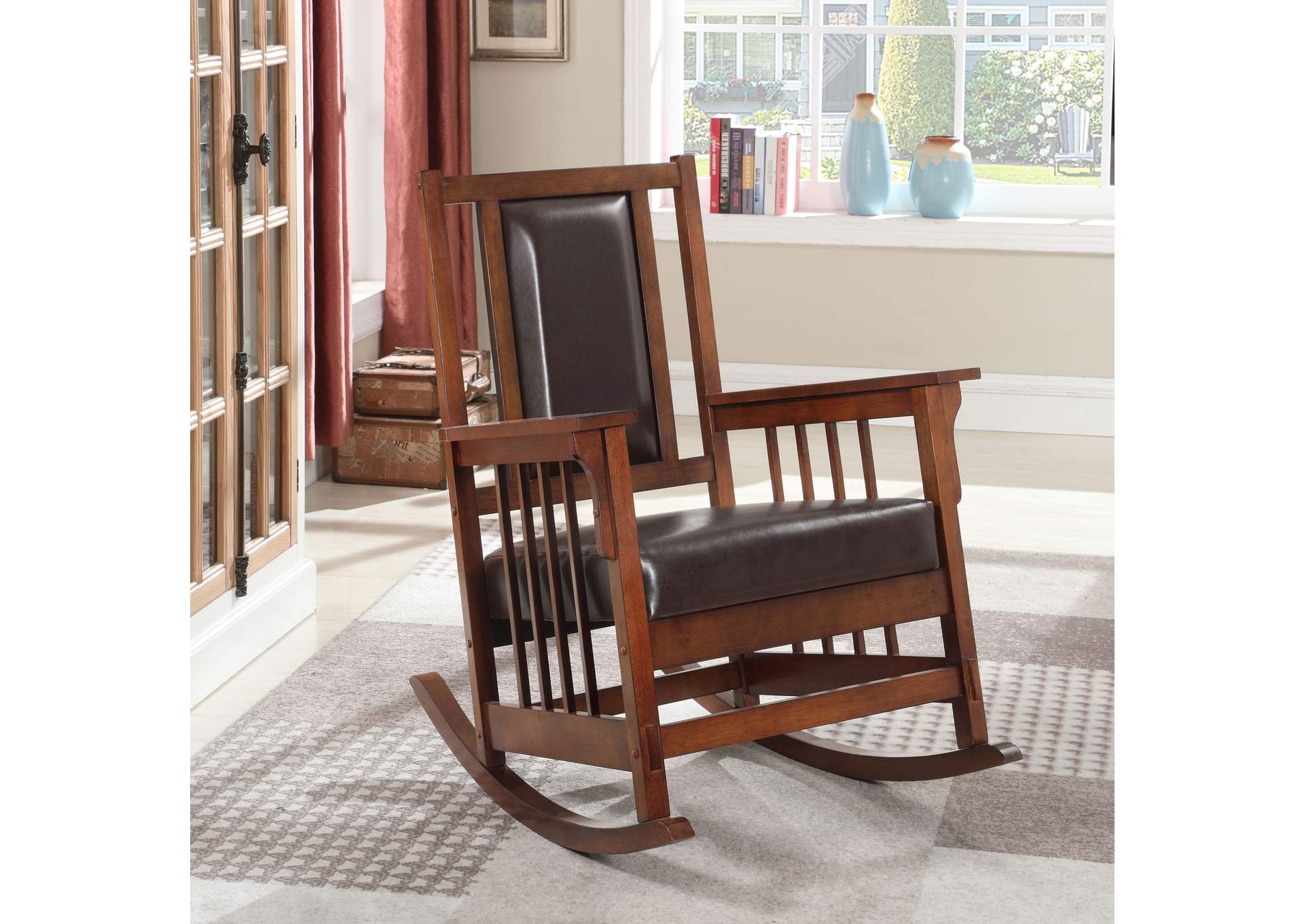 Ida Upholstered Rocking Chair Tobacco and Dark Brown,Coaster Furniture