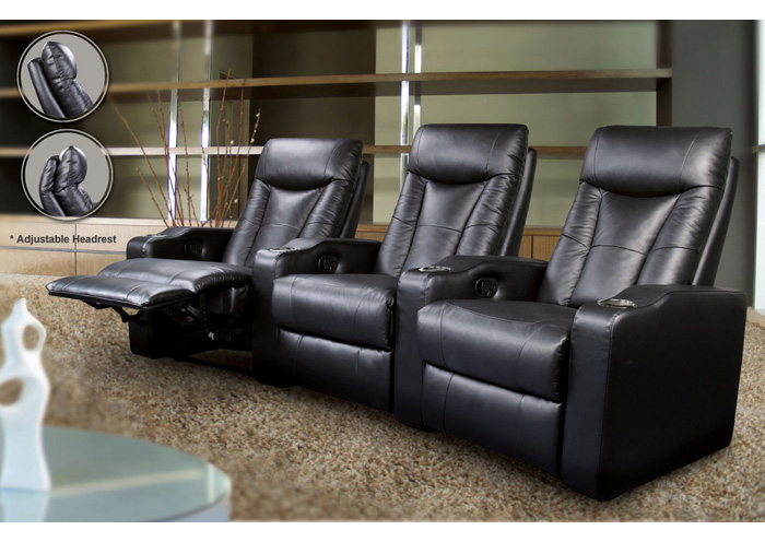 3-Seat Black Theater Seating,ABF Coaster Furniture