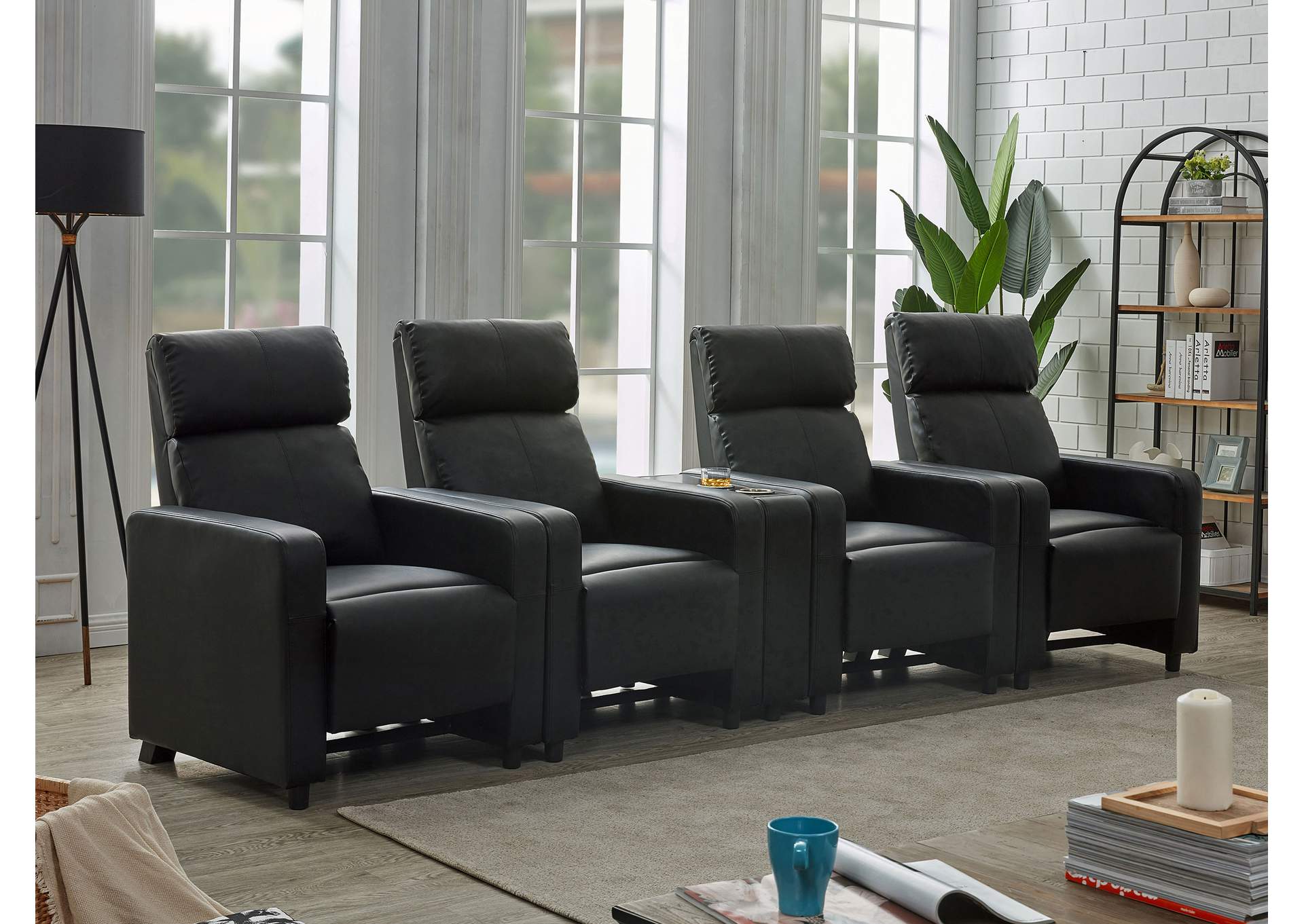 Toohey Upholstered Tufted Recliner Living Room Set Black,Coaster Furniture