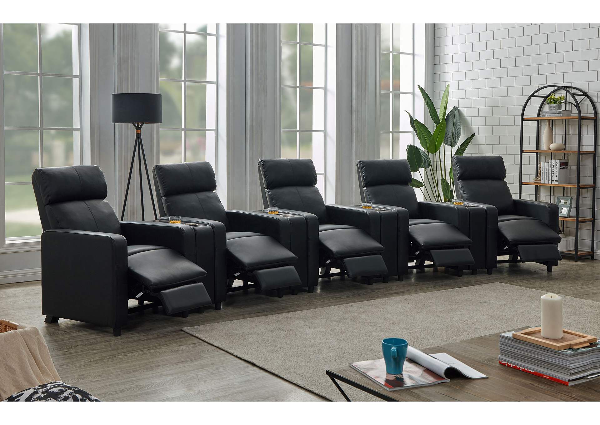 Toohey Upholstered Tufted Recliner Living Room Set Black,Coaster Furniture