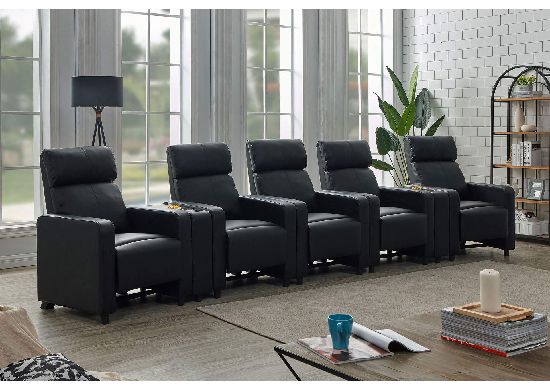 Toohey Upholstered Tufted Recliner Living Room Set Black,Coaster Furniture