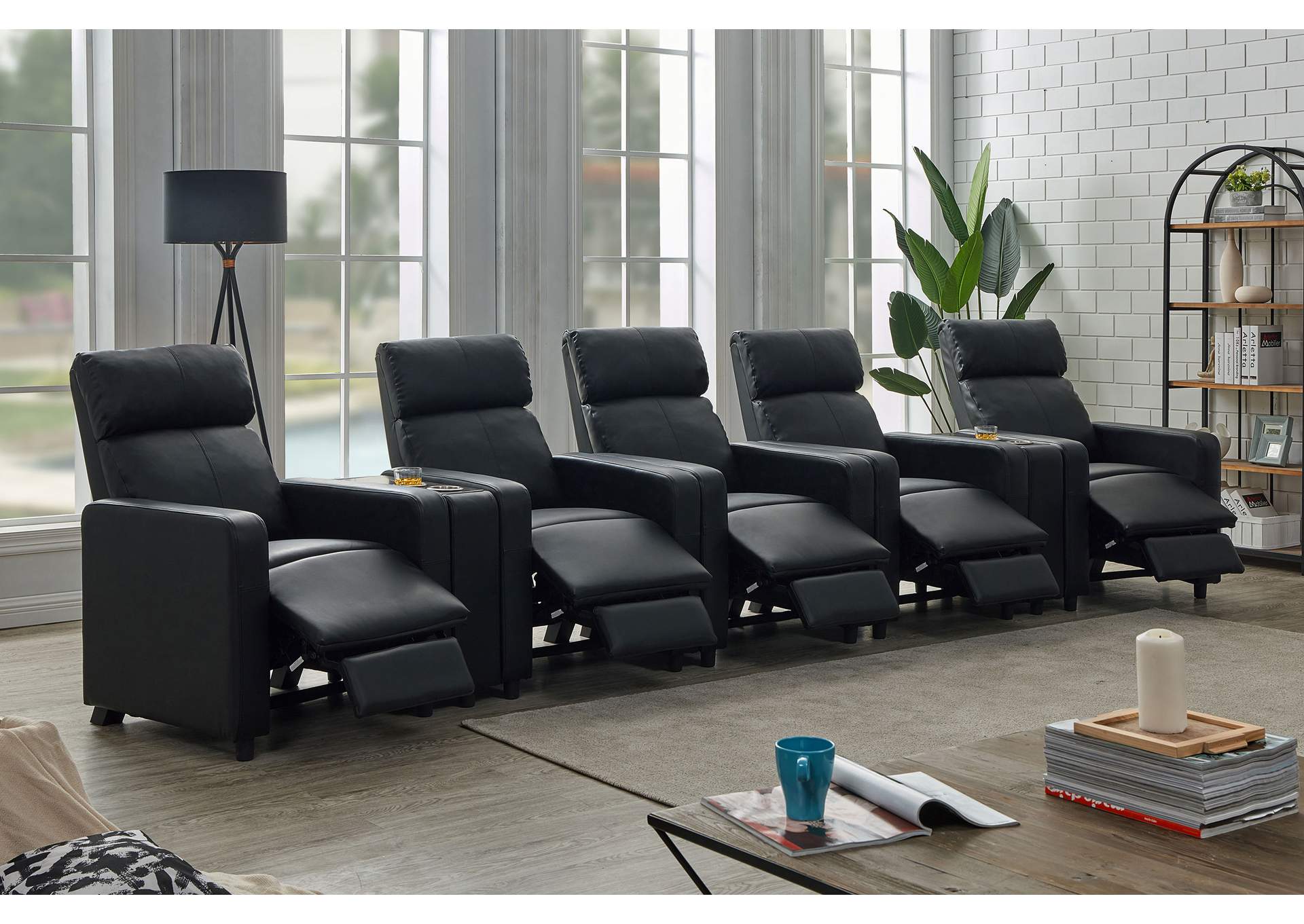 Toohey Upholstered Tufted Recliner Living Room Set Black,Coaster Furniture