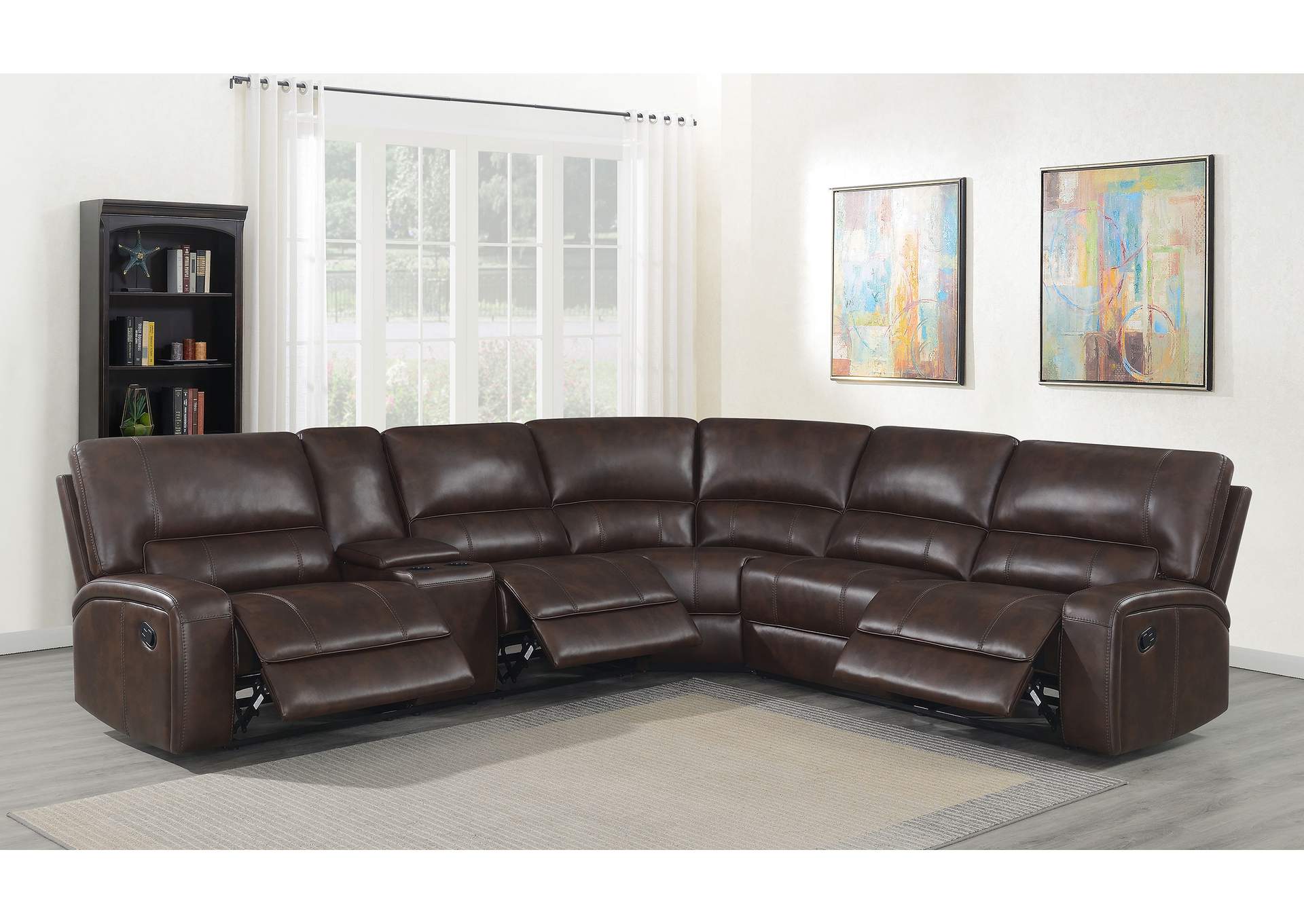 Brunson 3-piece Upholstered Motion Sectional Brown,Coaster Furniture