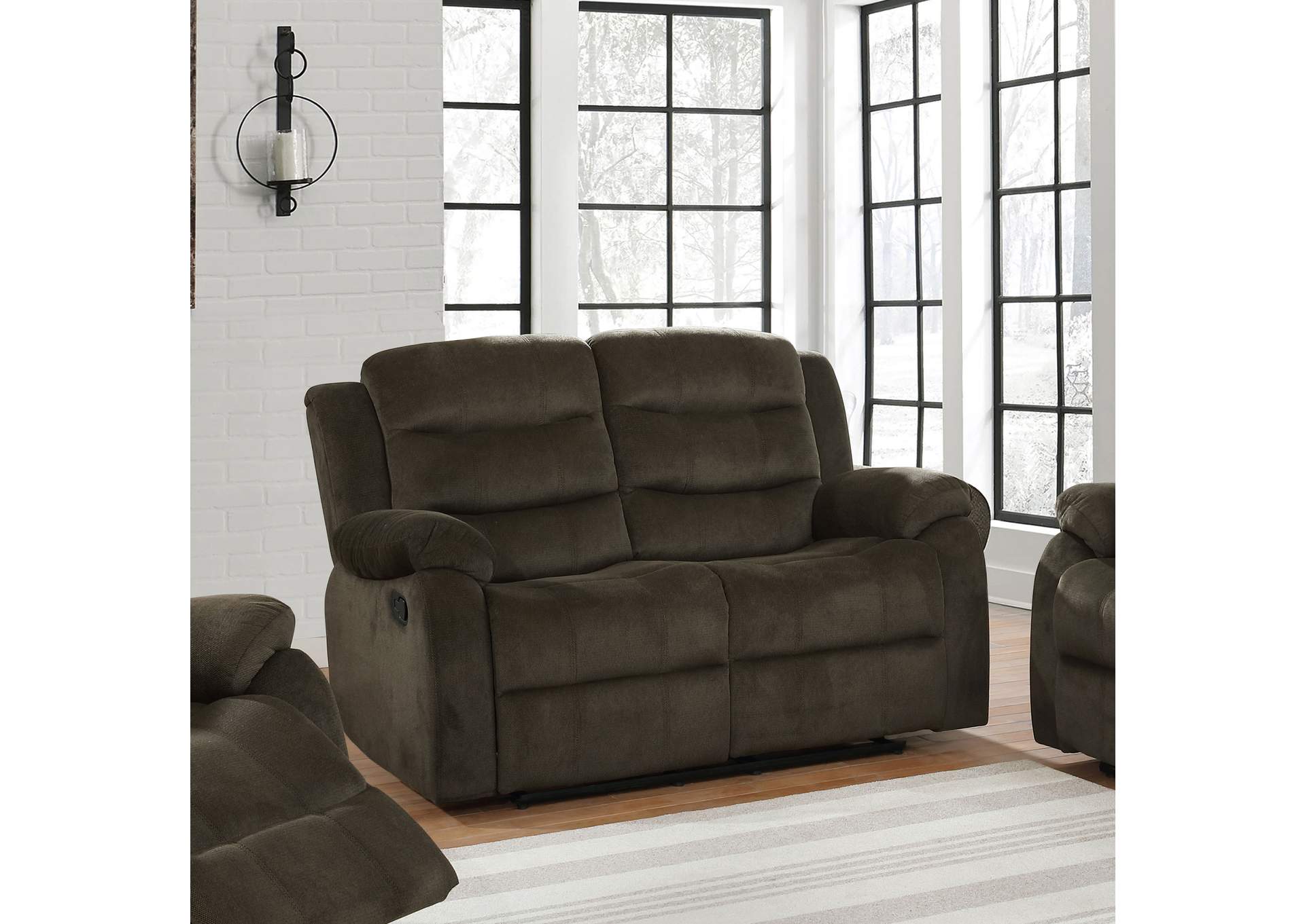 Rodman Pillow Top Arm Motion Loveseat Olive Brown,Coaster Furniture