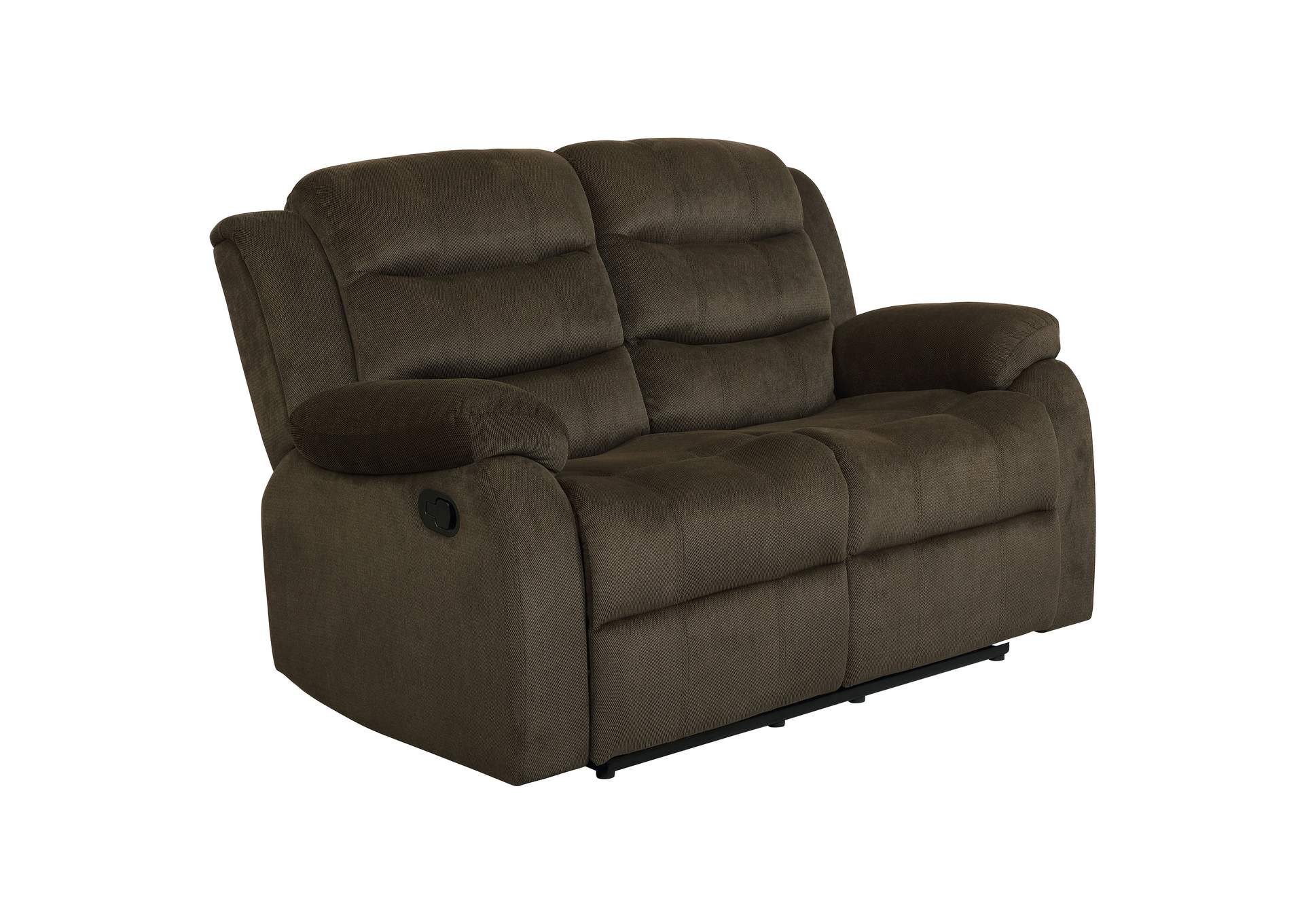 Rodman Pillow Top Arm Motion Loveseat Olive Brown,Coaster Furniture