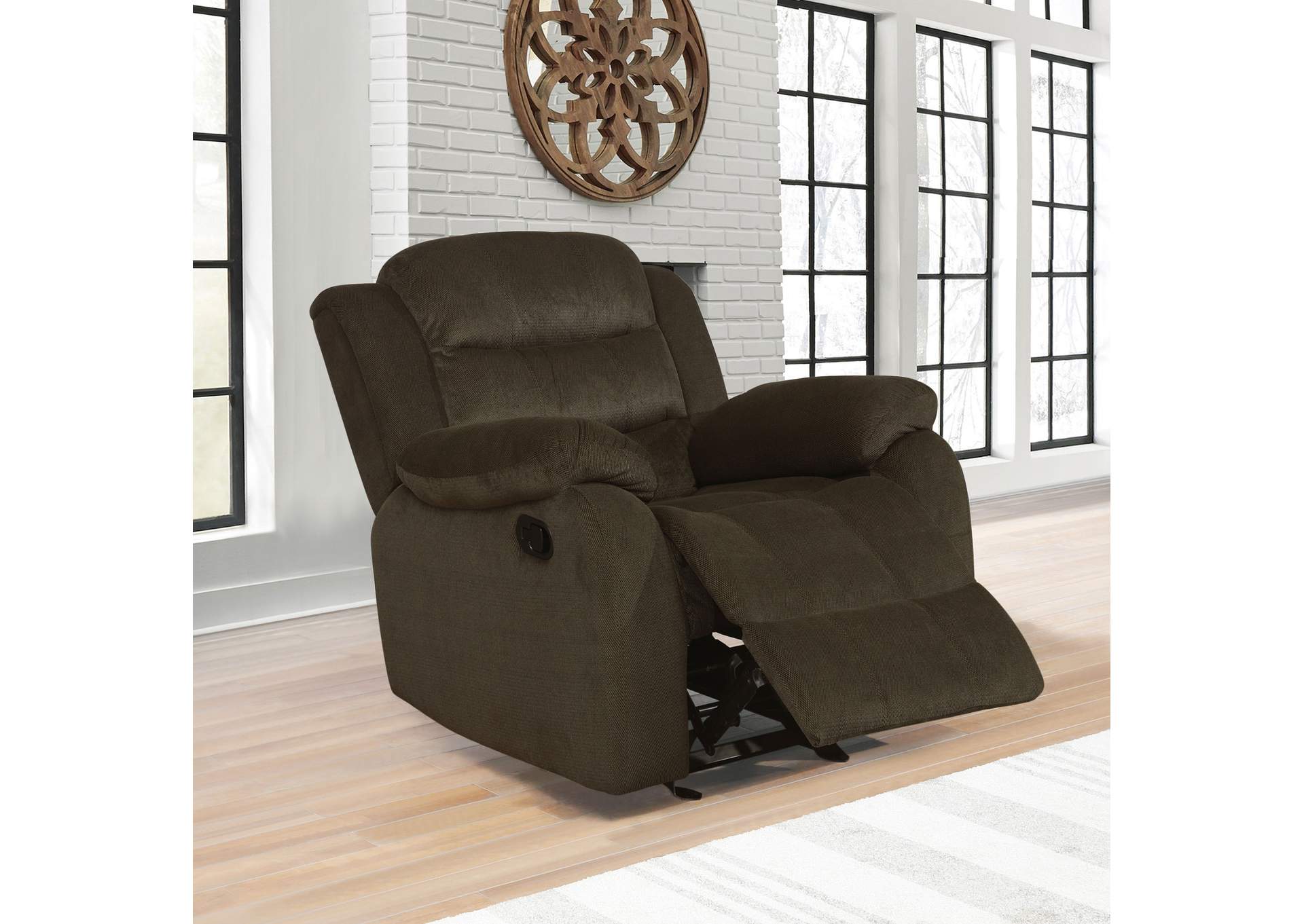 Rodman Upholstered Glider Recliner Chocolate,Coaster Furniture