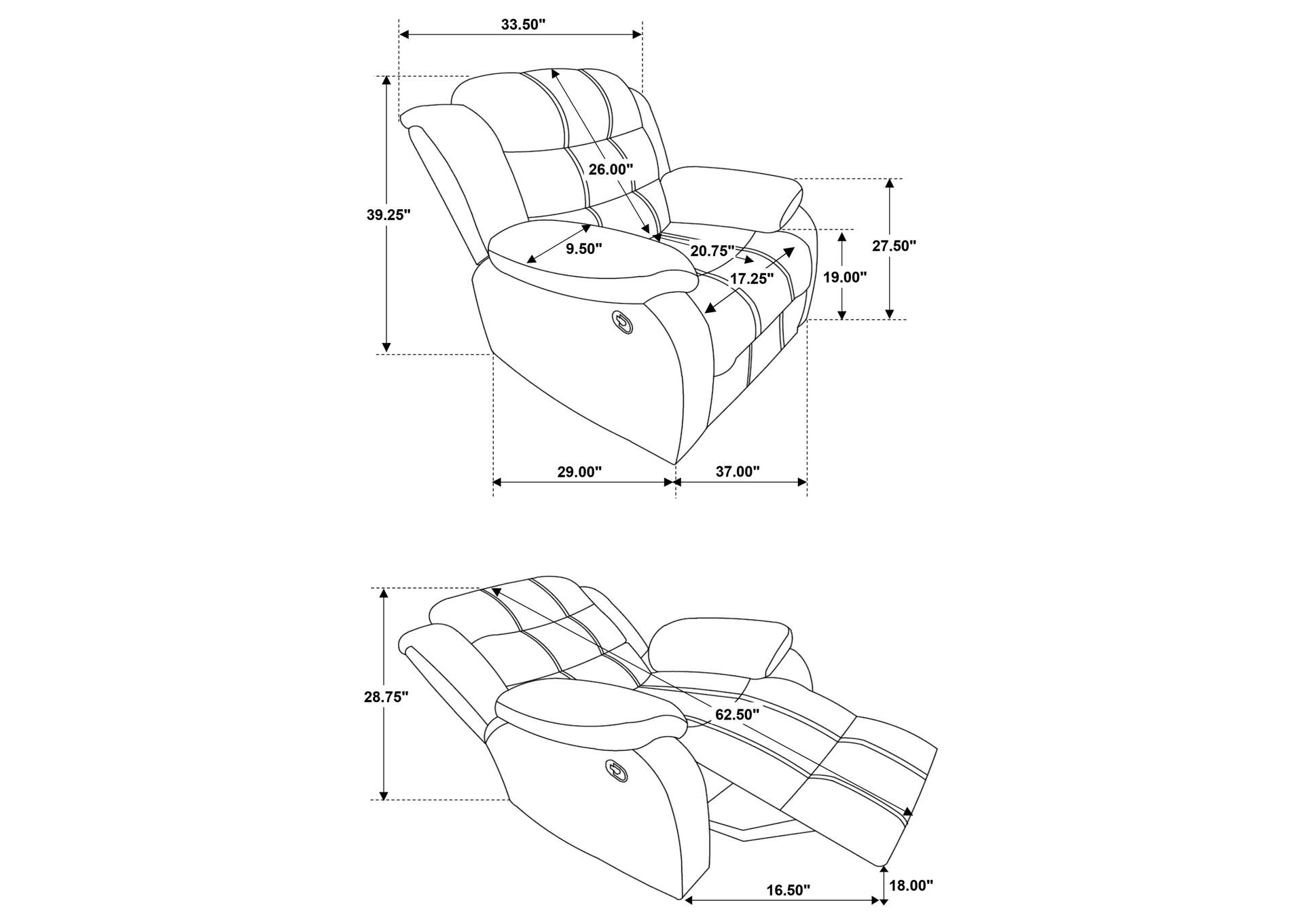 Rodman Upholstered Glider Recliner Chocolate,Coaster Furniture