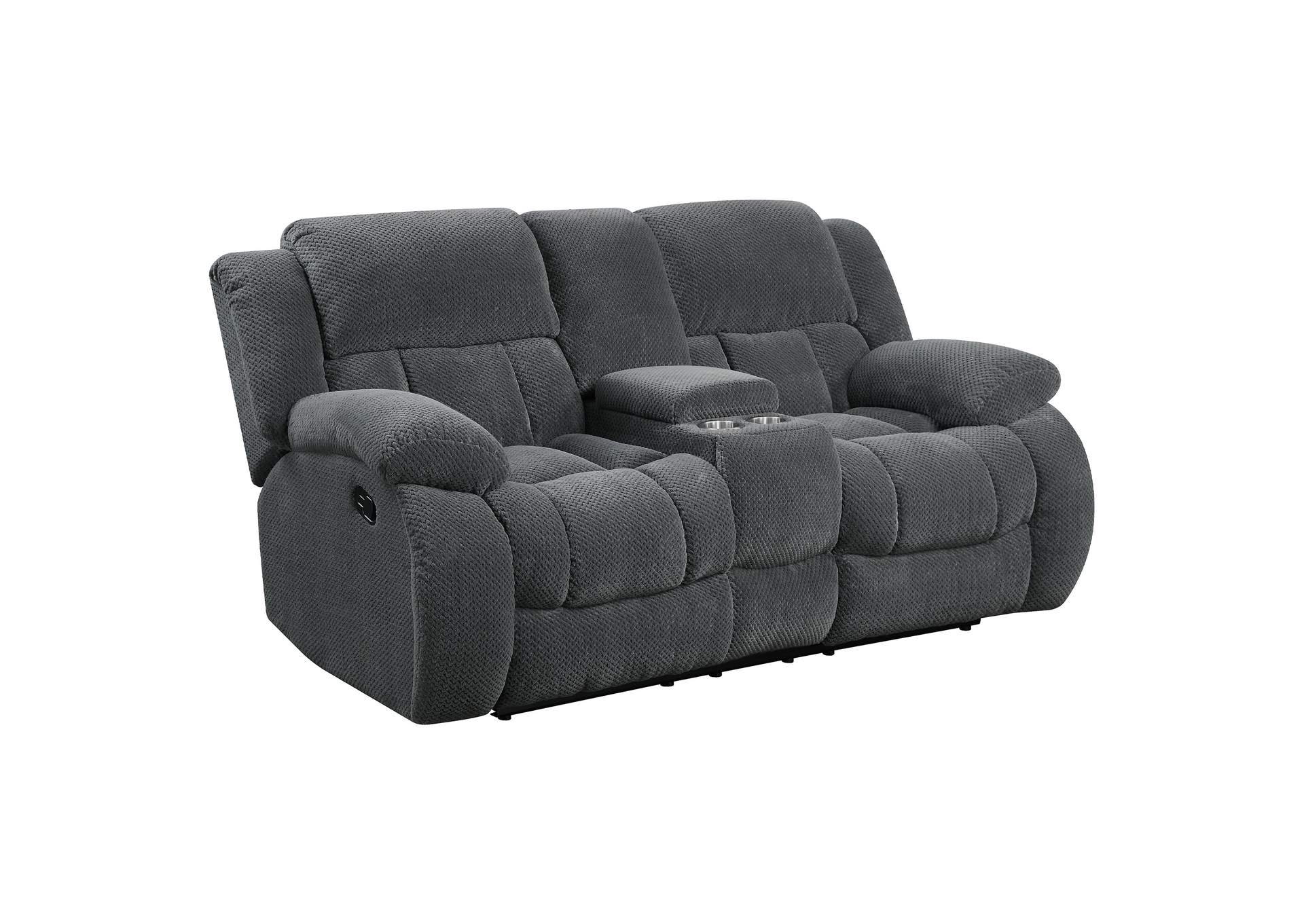 Weissman Motion Loveseat with Console Charcoal,Coaster Furniture