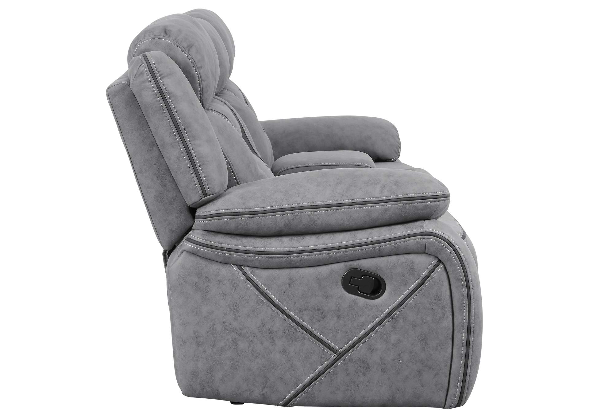 Higgins Pillow Top Arm Motion Loveseat with Console Grey,Coaster Furniture