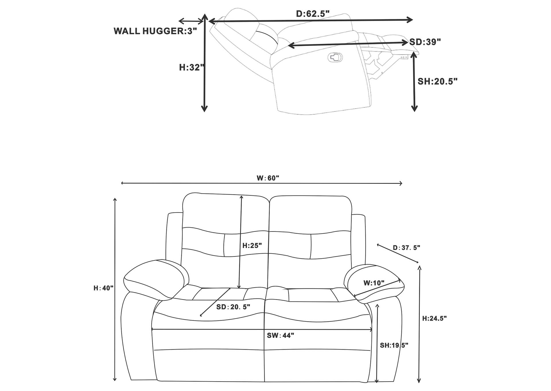 MOTION LOVESEAT,Coaster Furniture