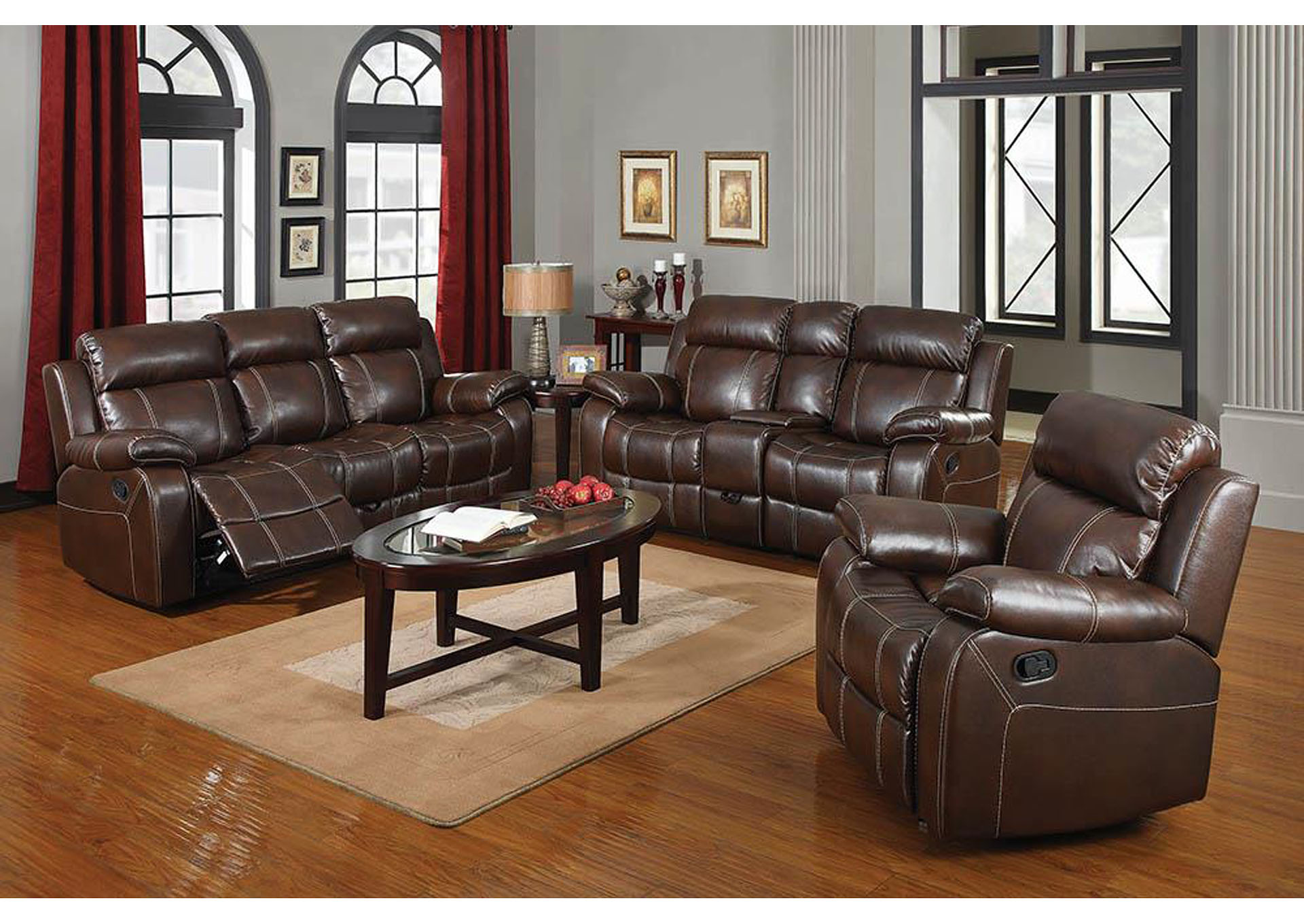 Myleene Coffee Double Gliding Love Seat w/ Console,ABF Coaster Furniture