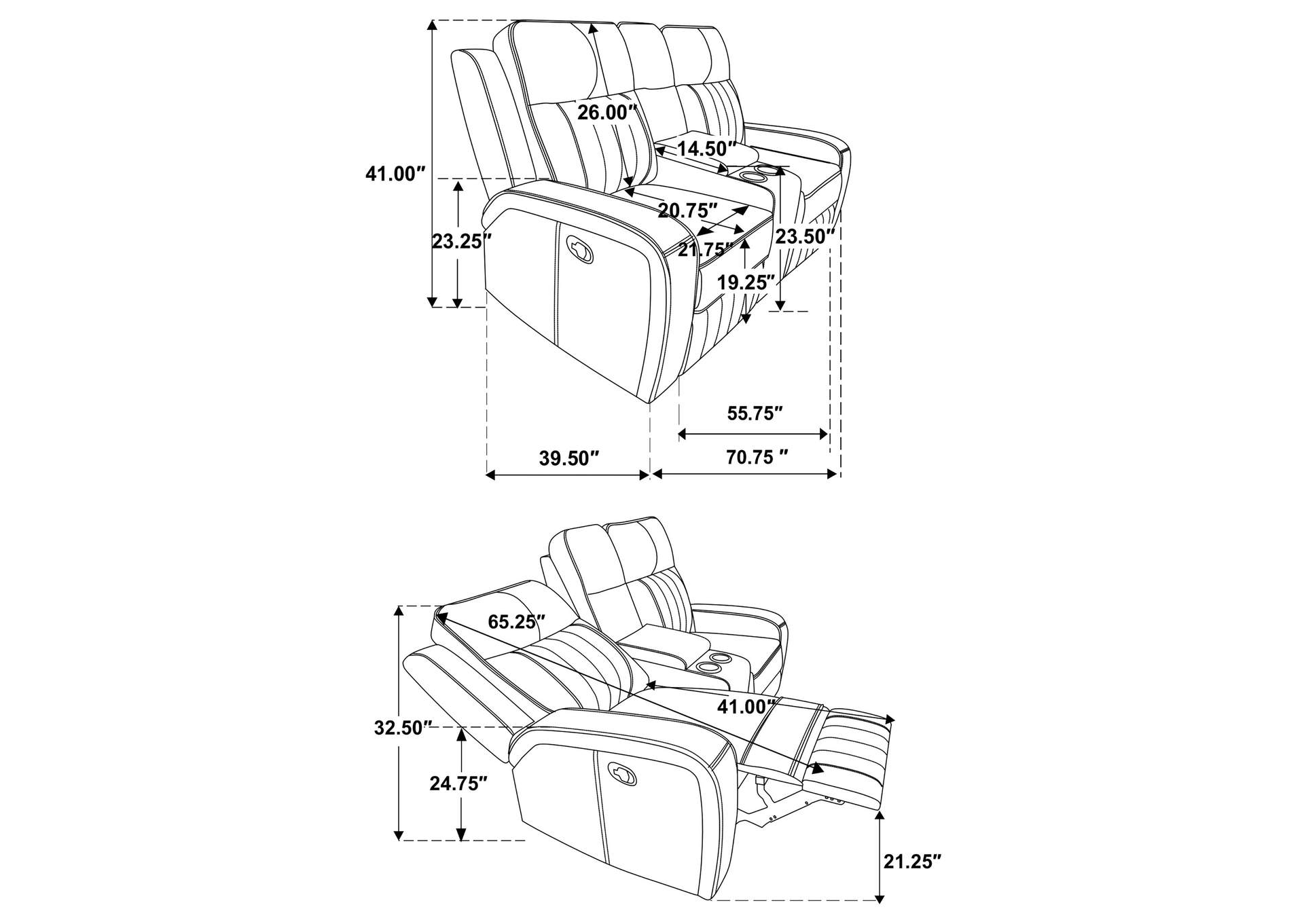 MOTION LOVESEAT,Coaster Furniture