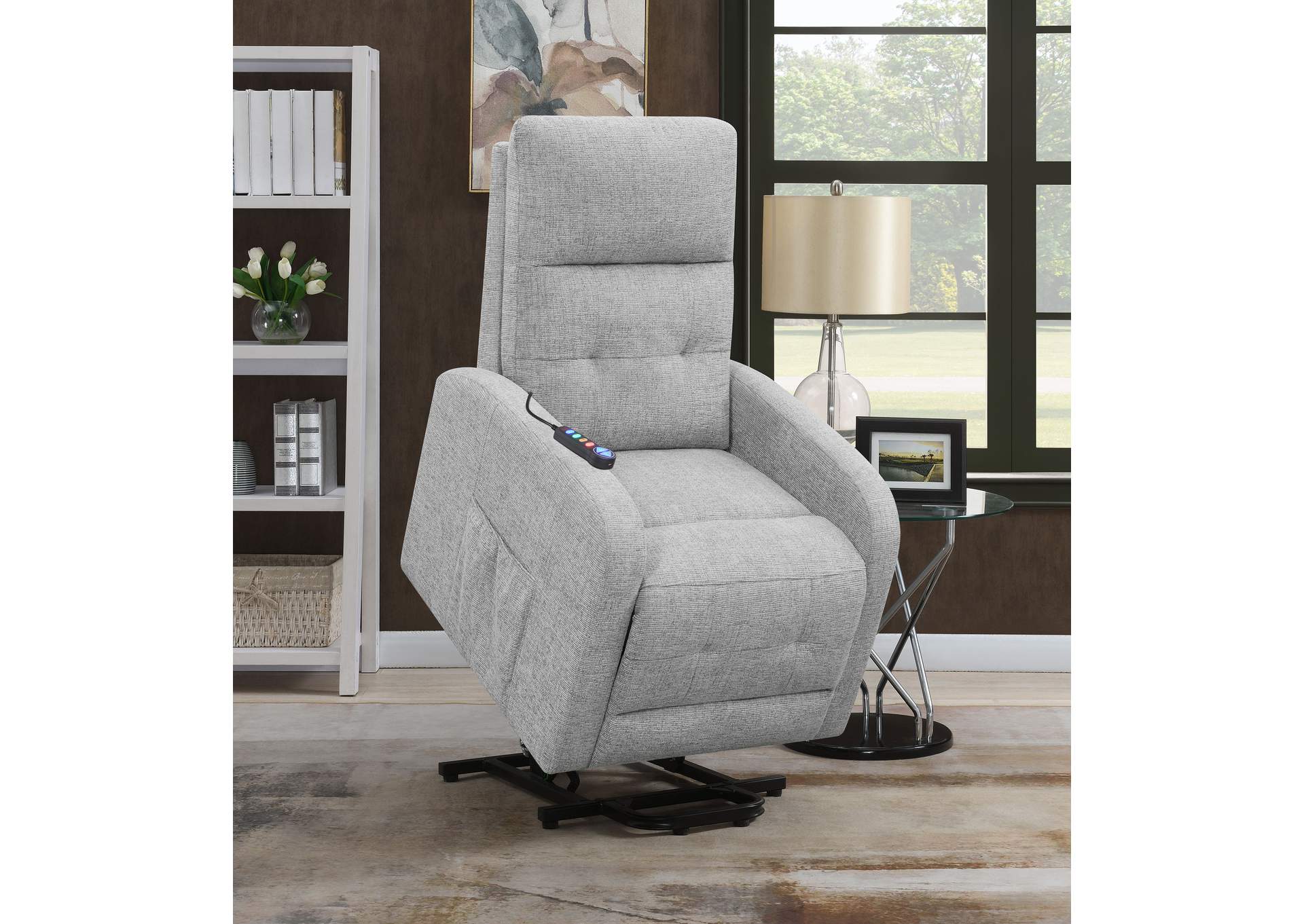 Howie Tufted Upholstered Power Lift Recliner Grey,Coaster Furniture